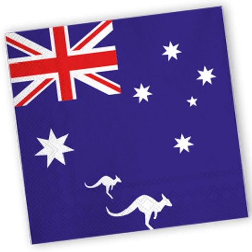 Australien - 20 Servietten Flagge, Tier, Känguru, Säugetier