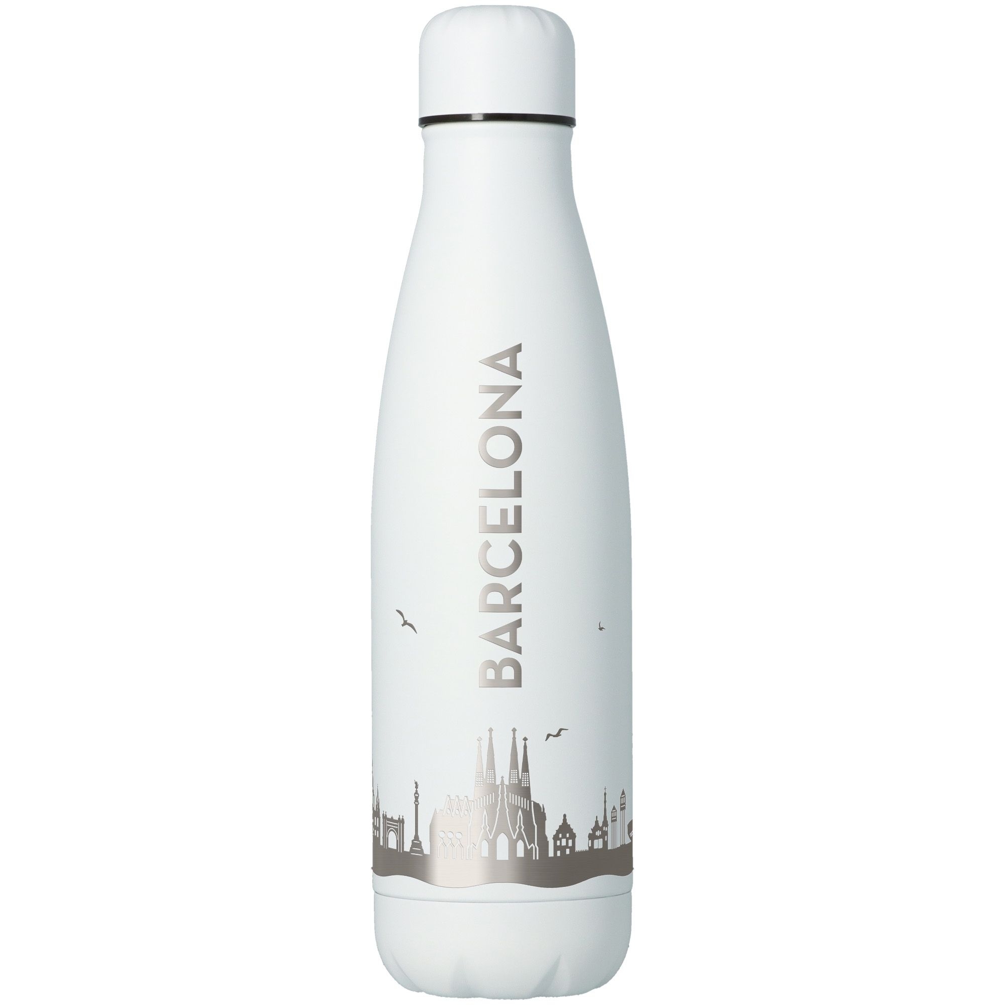 Trinkflasche Skyline Barcelona Weiß 500ml Flasche, Wasserflasche