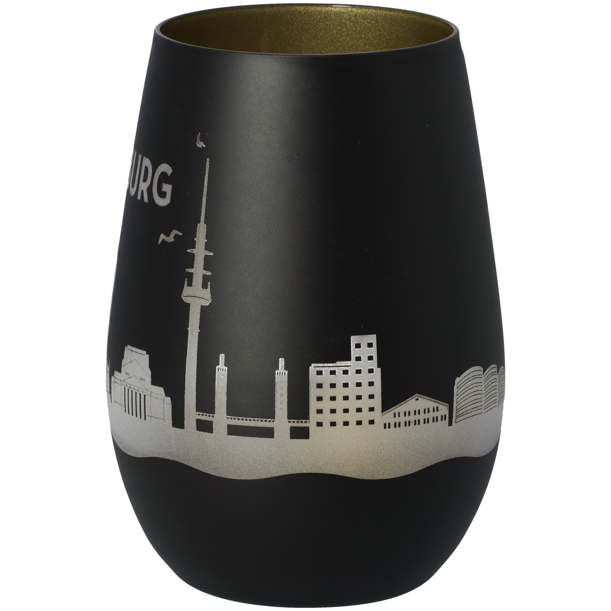 Windlicht Skyline Duisburg Schwarz/Gold Windlicht Skyline Duisburg Schwarz/Gold