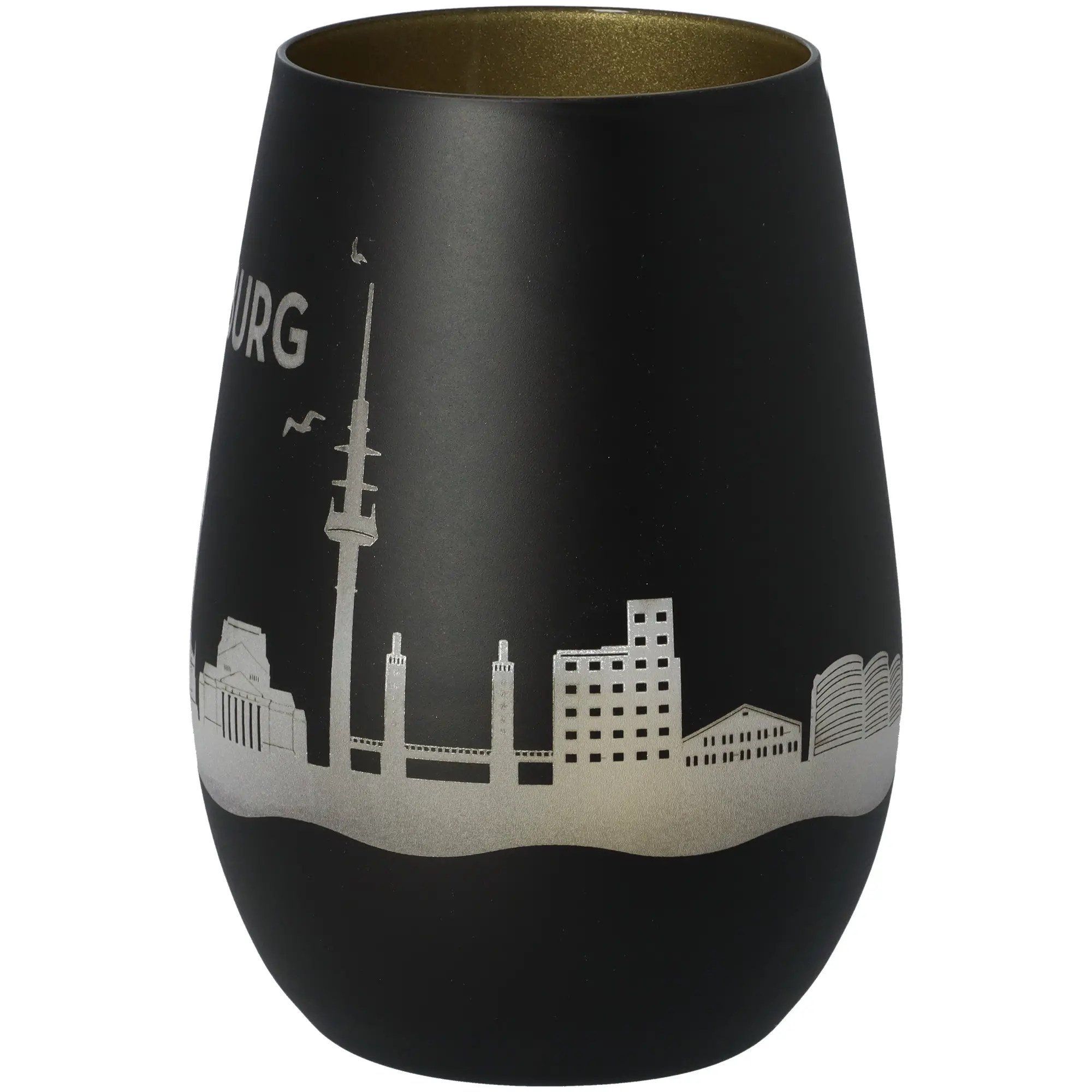 Windlicht Skyline Duisburg Schwarz/Gold