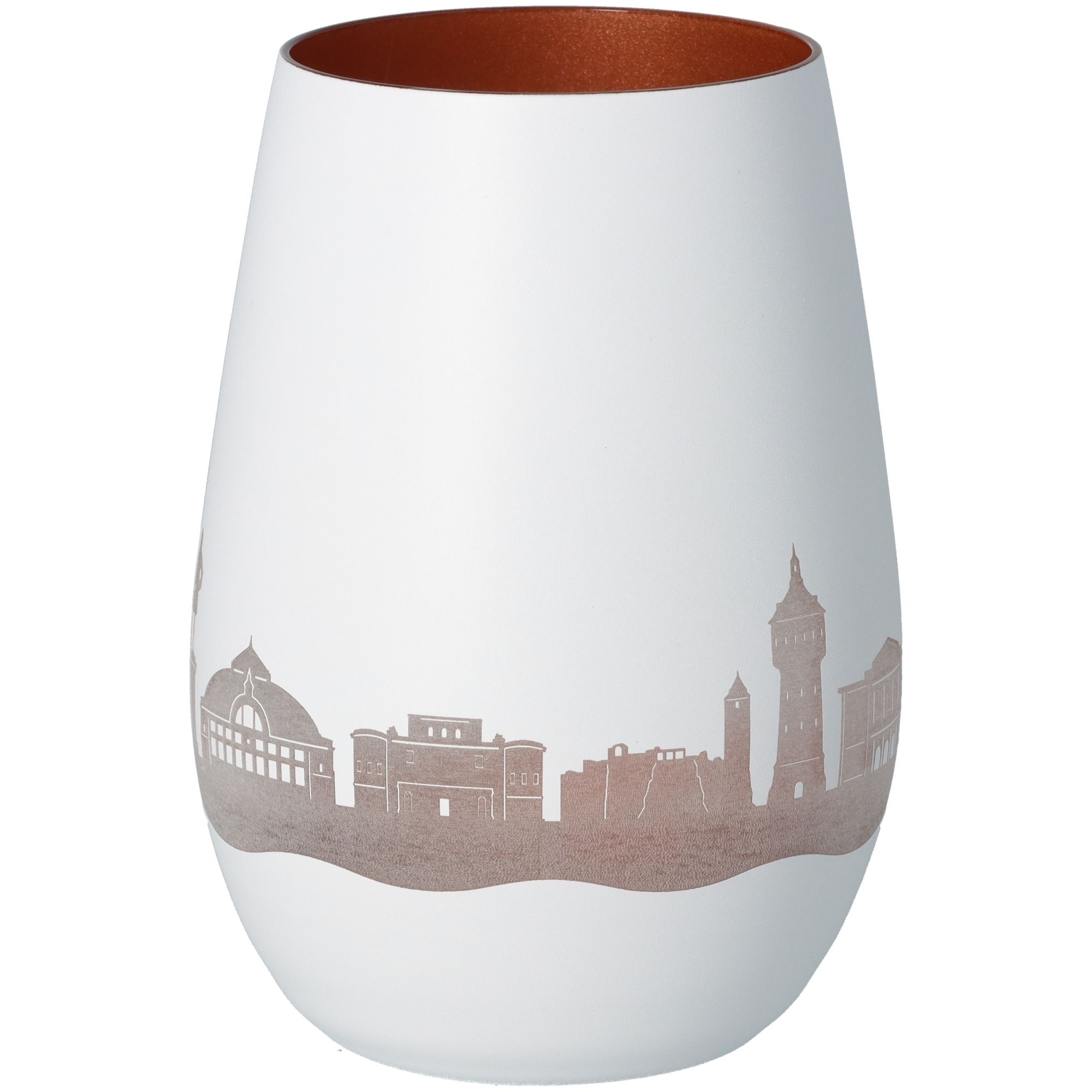 Windlicht Skyline Halle Weiß/Bronze Töpferei, Krug, Vase, Kunst, Porzellan