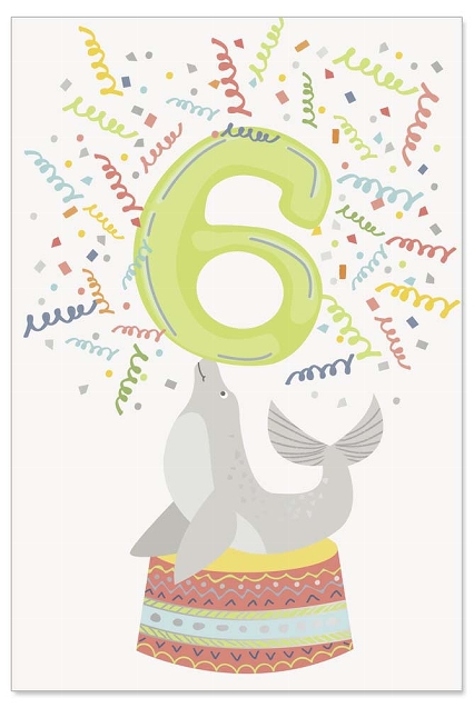 Grußkarte "6 Jahre - Robbe" Grußkarte "6 Jahre - Robbe"