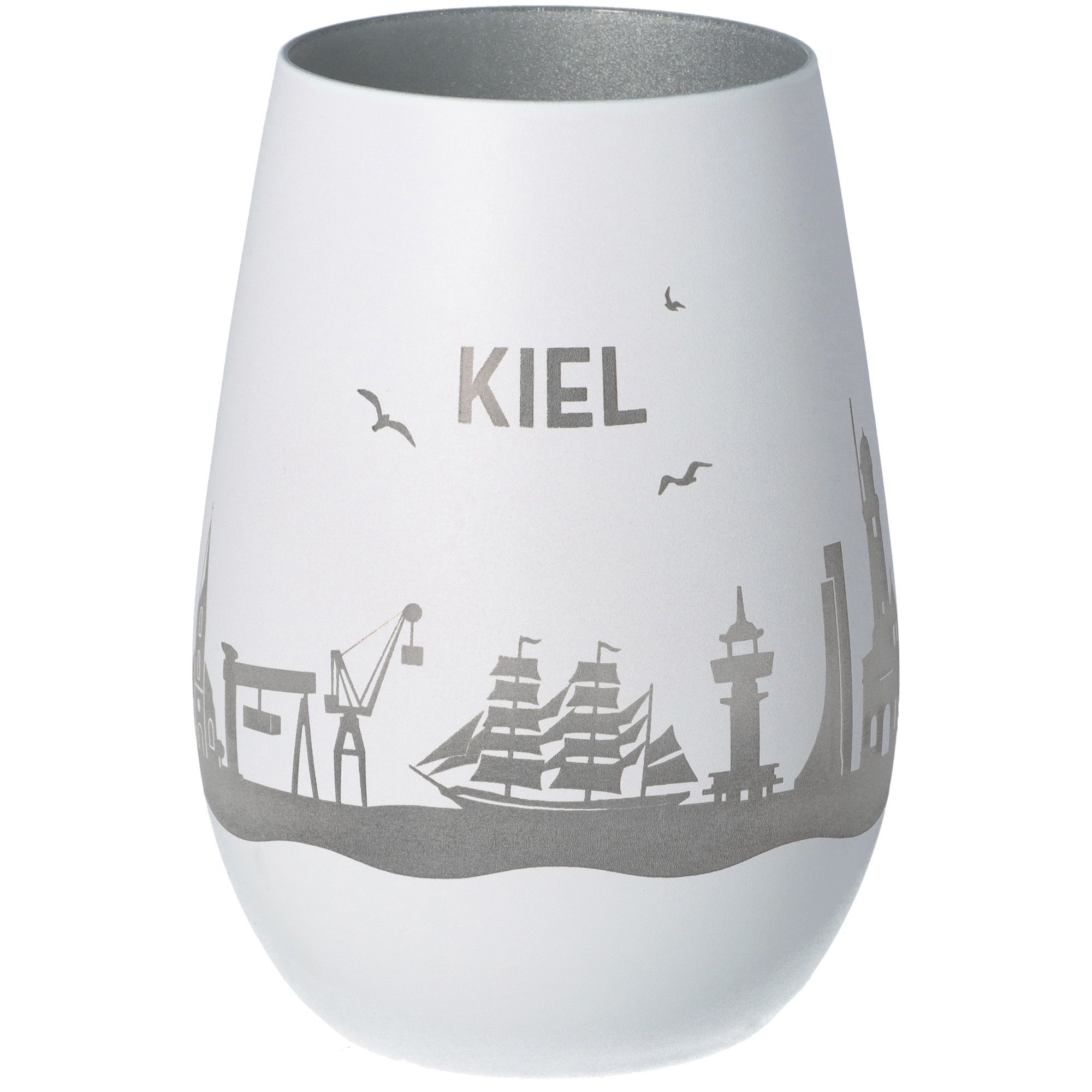 Windlicht Skyline Kiel Weiß/Silber