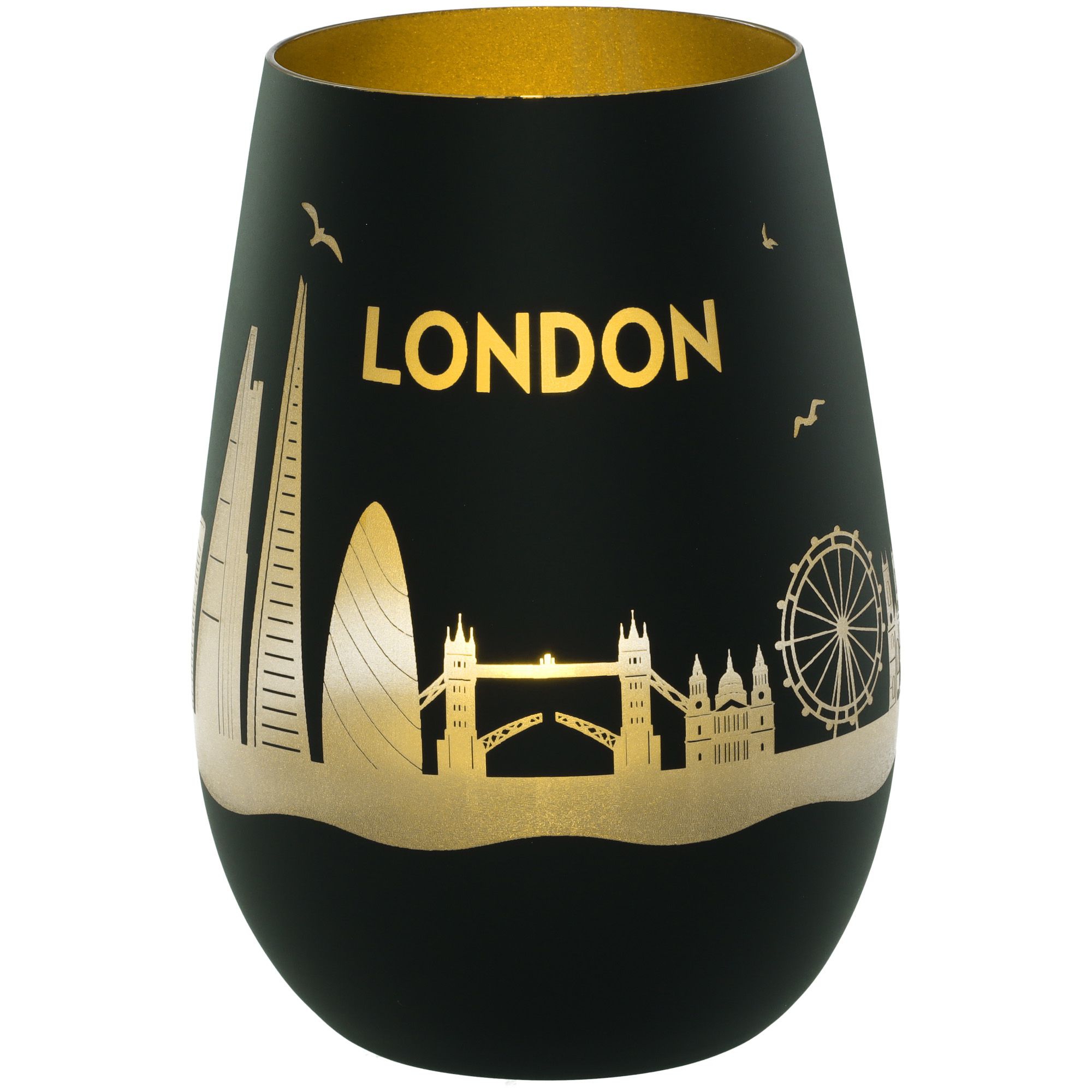 Windlicht Skyline London Schwarz/Gold