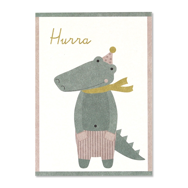 Postkarte Krokodil "Hurra"
