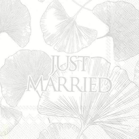 20 Cocktailservietten "Just Married" Silber