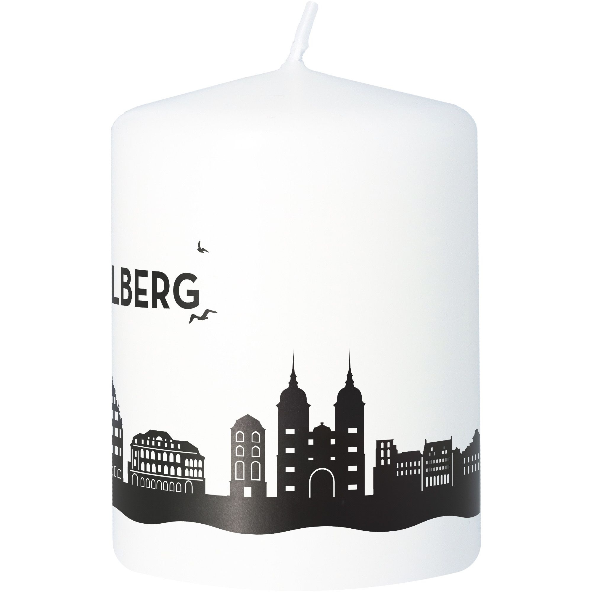 Stumpenkerze Skyline Heidelberg Weiß Kerze