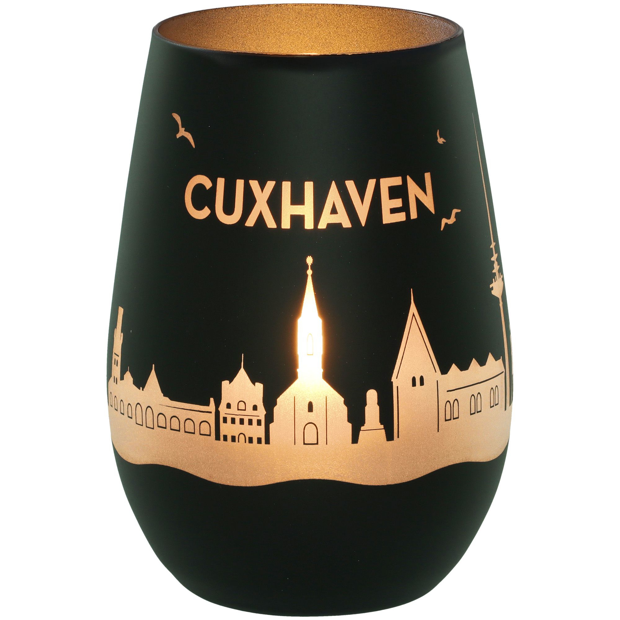 Windlicht Skyline Cuxhaven Schwarz/Silber Windlicht Skyline Cuxhaven Schwarz/Silber