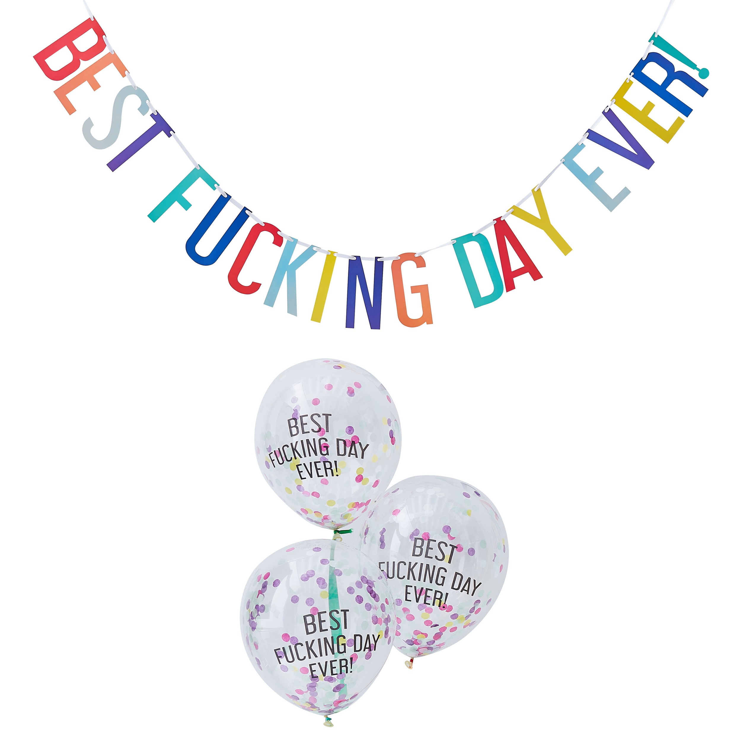 Girlandenset mit Ballons "Best fucking day ever" Girlandenset mit Ballons "Best fucking day ever"