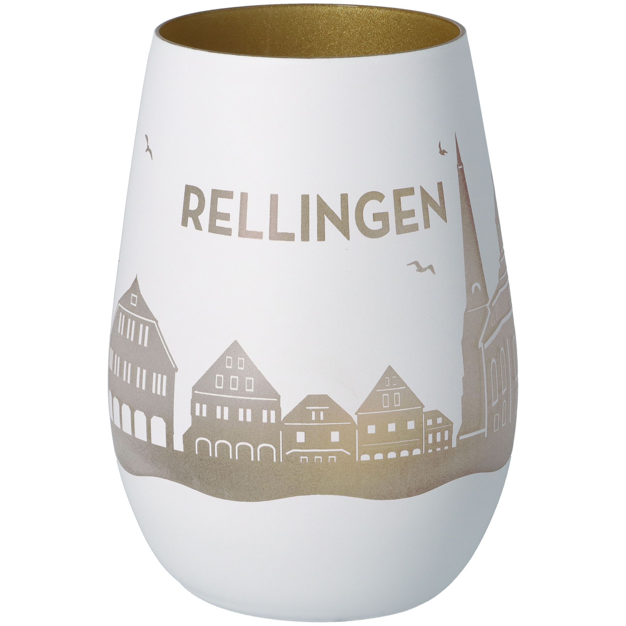 Windlicht Skyline Rellingen Weiß/Gold Windlicht Skyline Rellingen Weiß/Gold