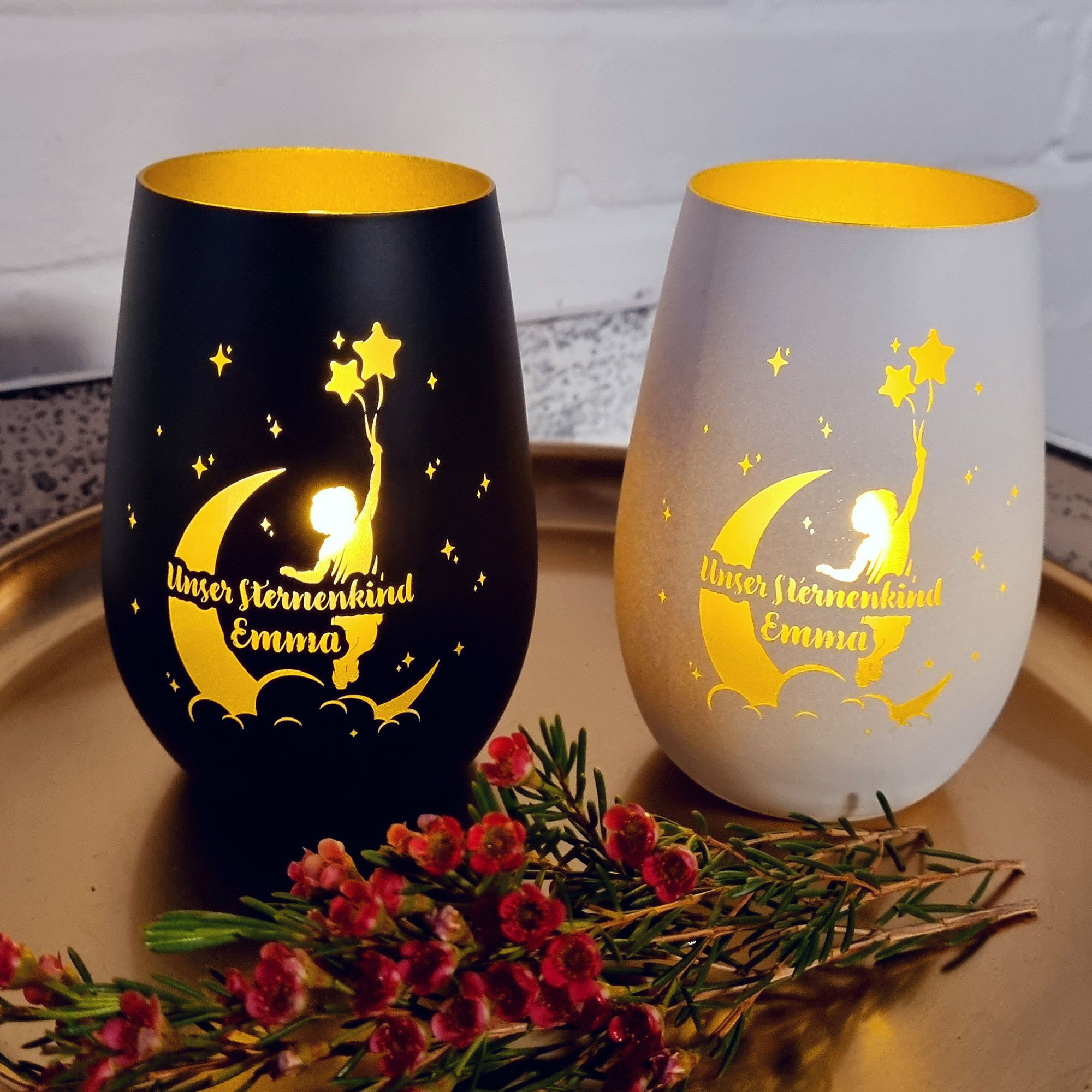 Windlicht Unser Sternenkind Schwarz/Bronze "Name" Windlicht Unser Sternenkind Schwarz/Bronze "Name"