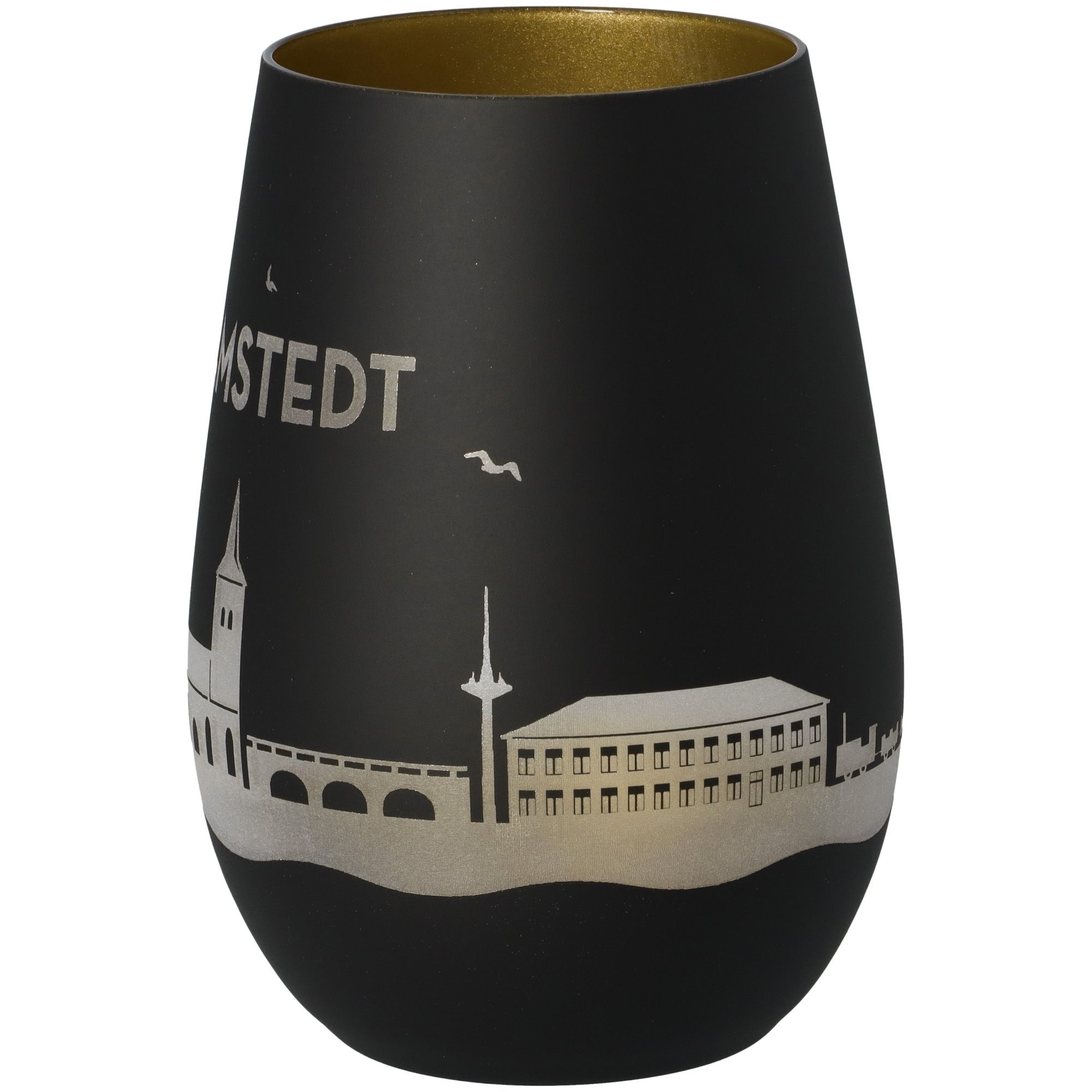 Windlicht Skyline Bad Bramstedt Schwarz/Gold Krug, Töpferei, Vase