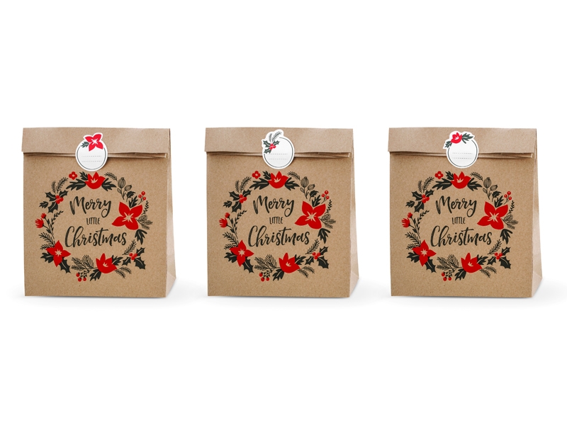 Geschenktüten-Set "Merry Little Christmas" Kraftpapier