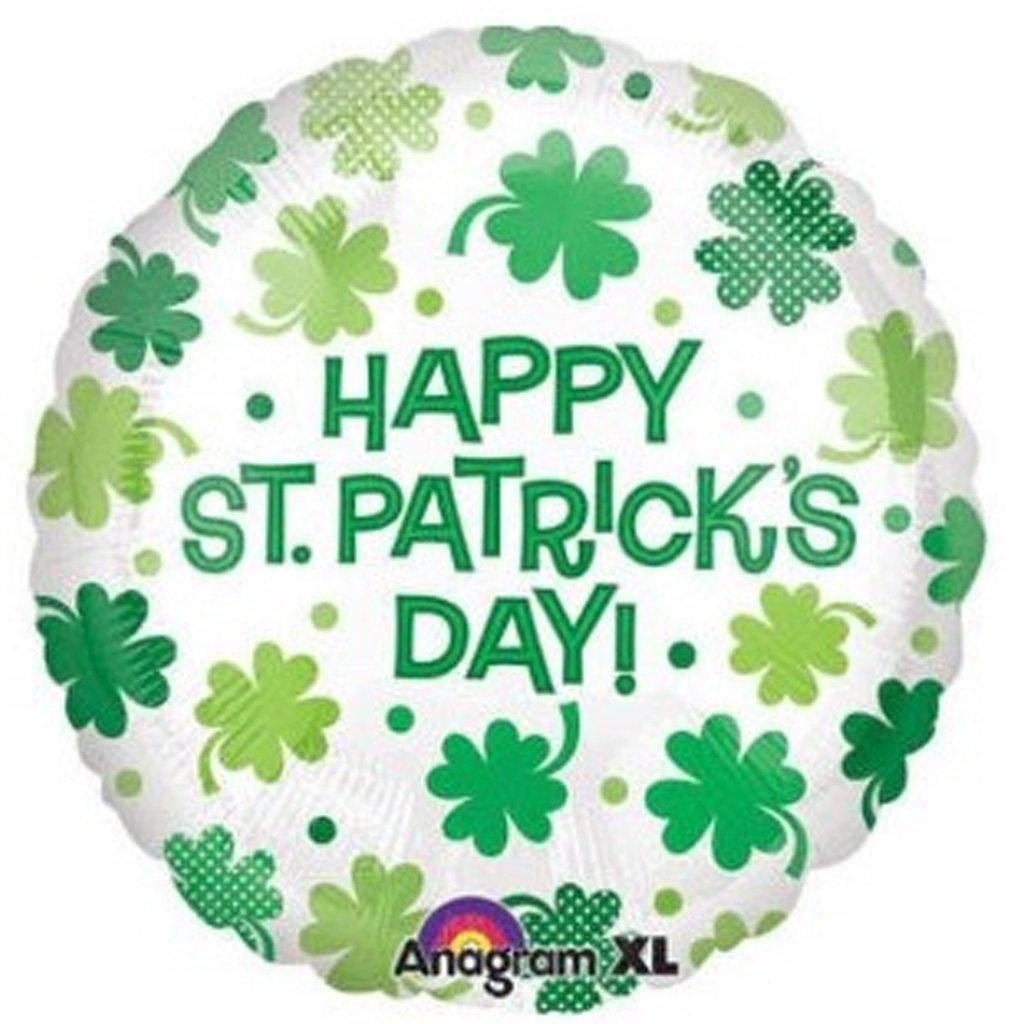 St. Patrick's Day Ballon, Kleeblatt Muster, Grün, Luftballon, Anagram XL