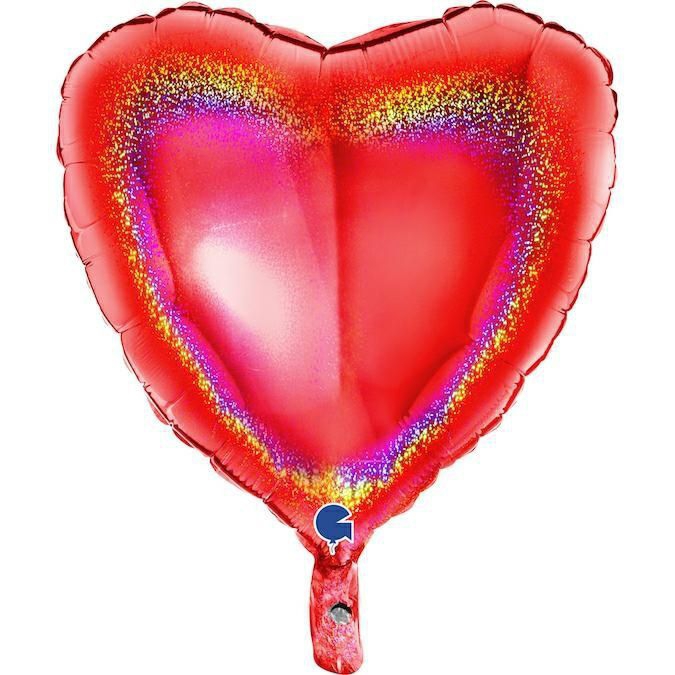 Folienballon Herz Glitter Holo Rot 45cm