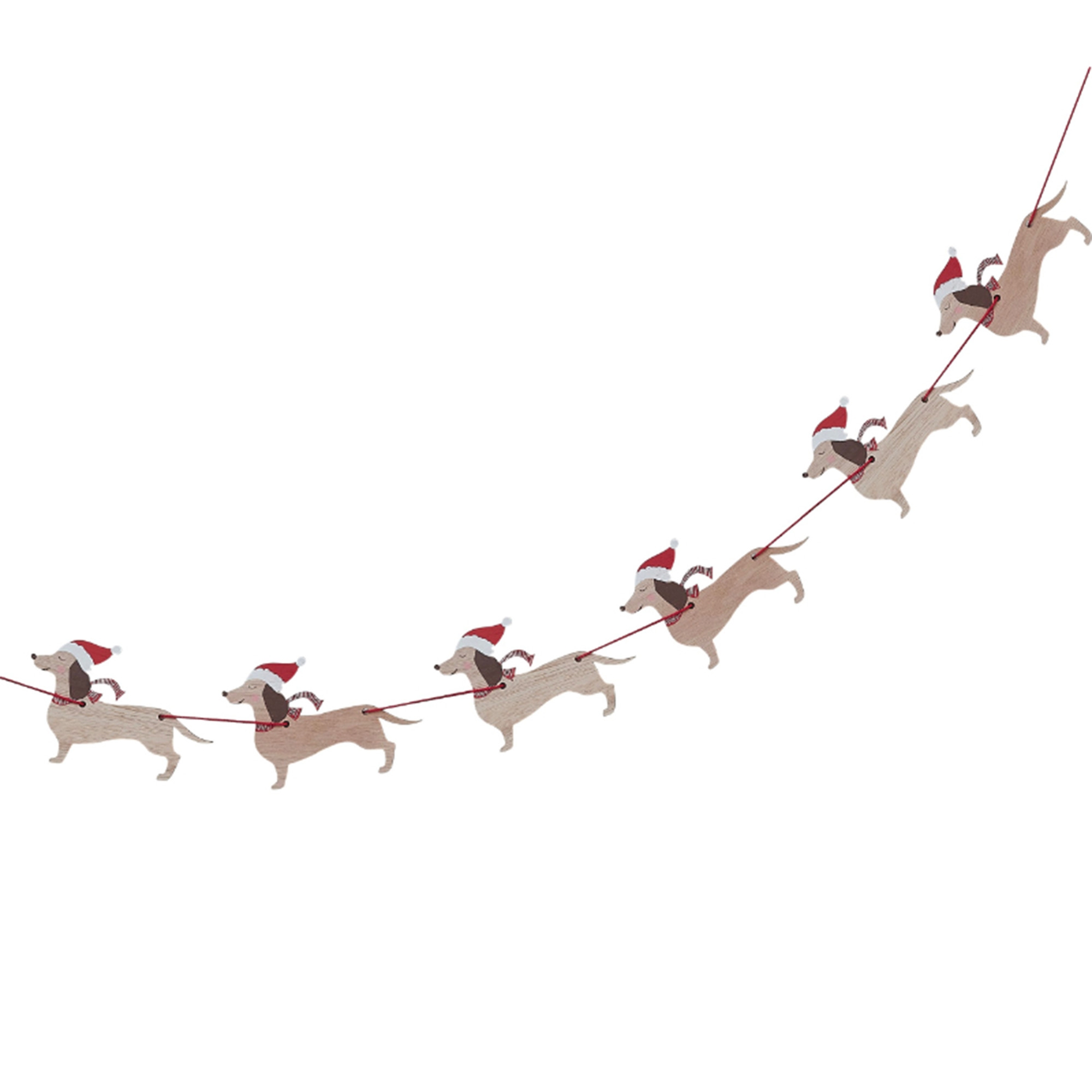 2 m Weihnachtsdackel Holz-Girlande 2 m Weihnachtsdackel Holz-Girlande