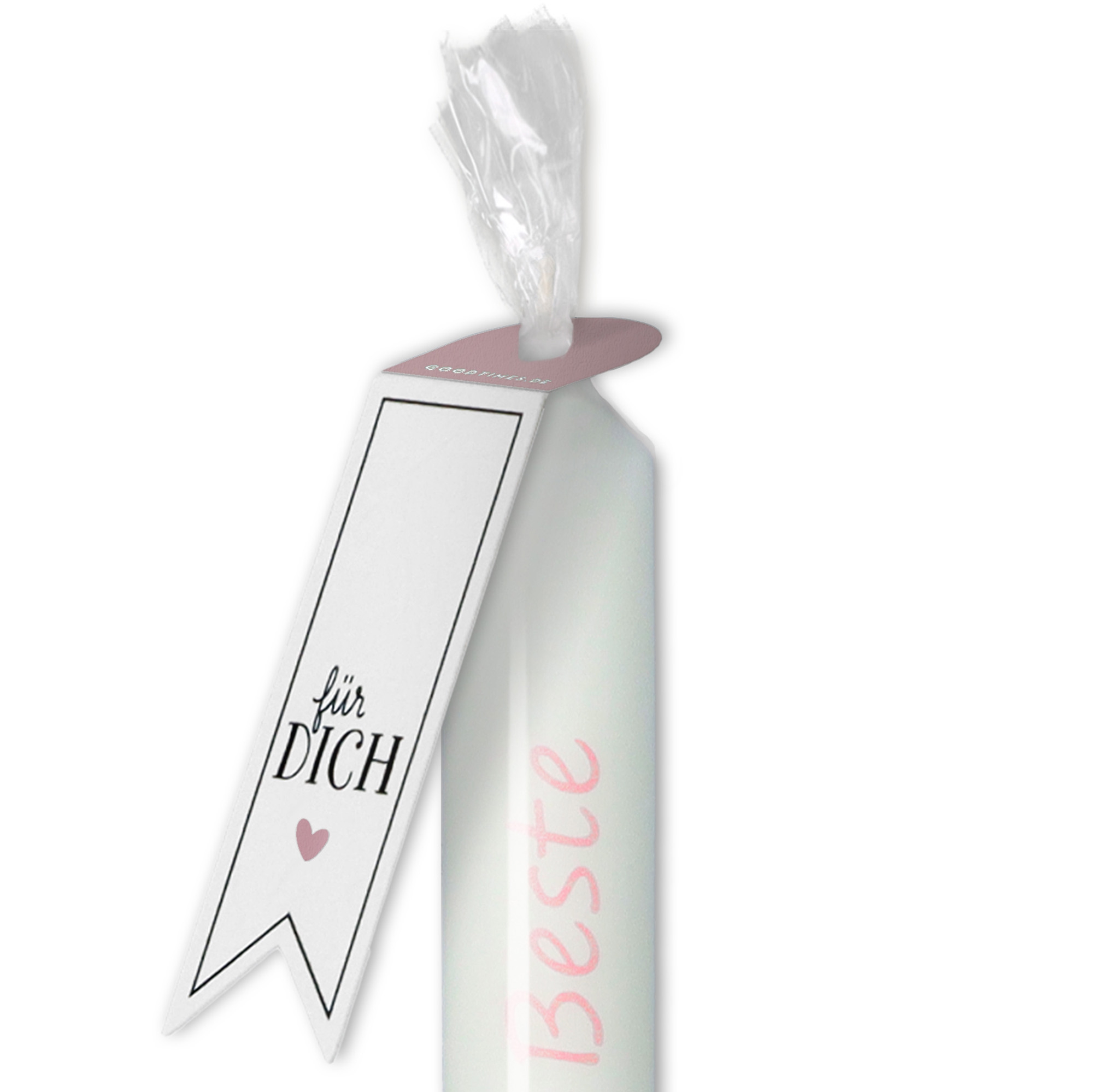 Stabkerze Weiß, Antikrosanes Herz "Du bist die Beste" Stabkerze Weiß, Antikrosanes Herz "Du bist die Beste"