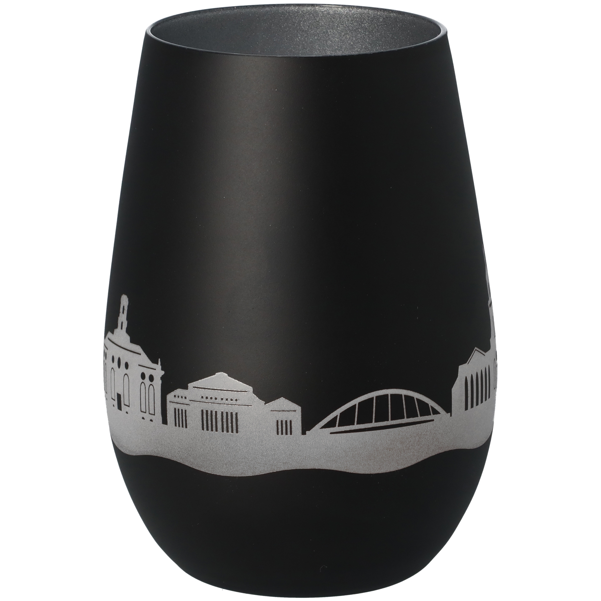 Windlicht Skyline Saarbrücken Schwarz/Silber Windlicht Skyline Saarbrücken Schwarz/Silber