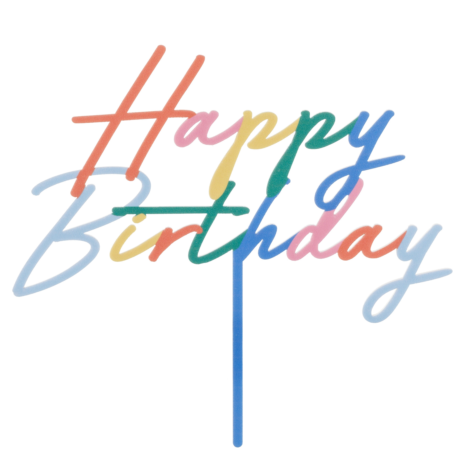 birthday, cake topper, gradient, multicolor, stick-on