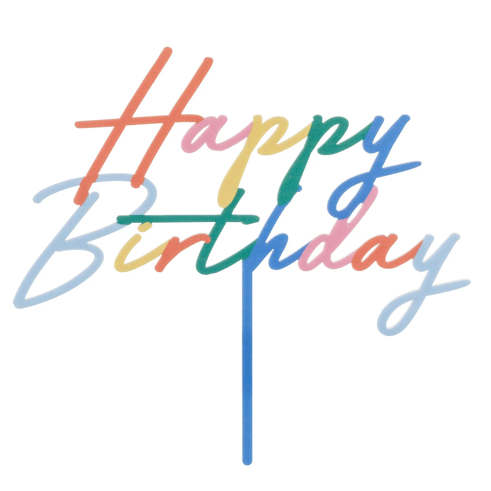 birthday, cake topper, gradient, multicolor, stick-on