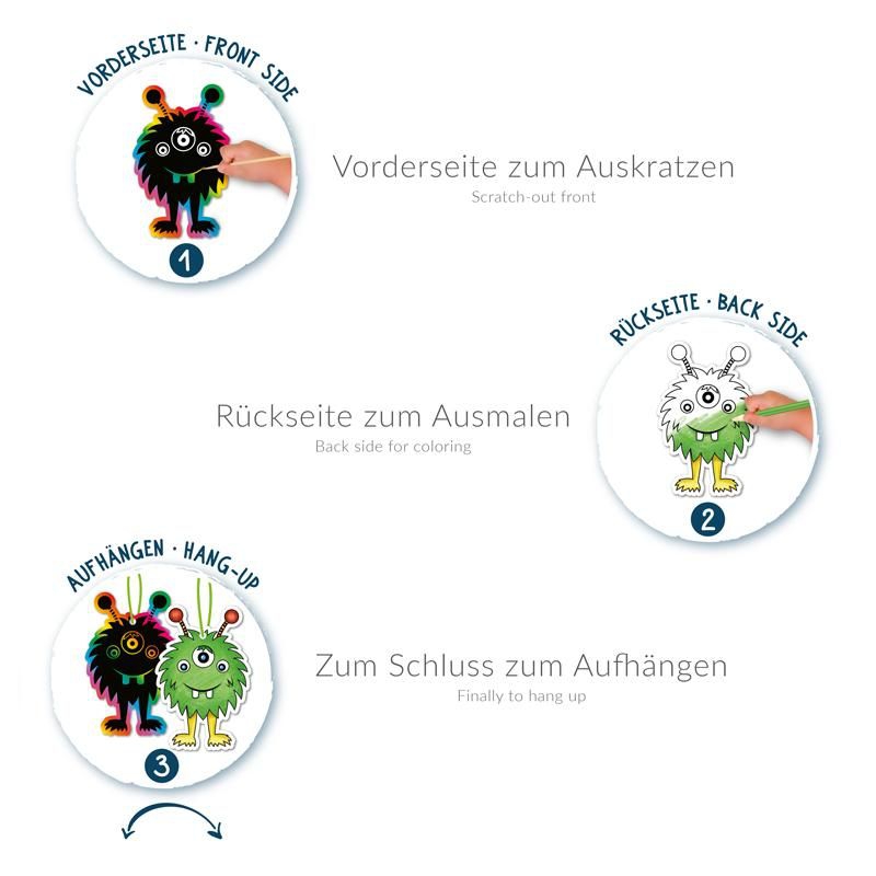 Little Monster - 6 Kritzel Anhänger zum Kratzen und Ausmalen Little Monster - 6 Kritzel Anhänger zum Kratzen und Ausmalen