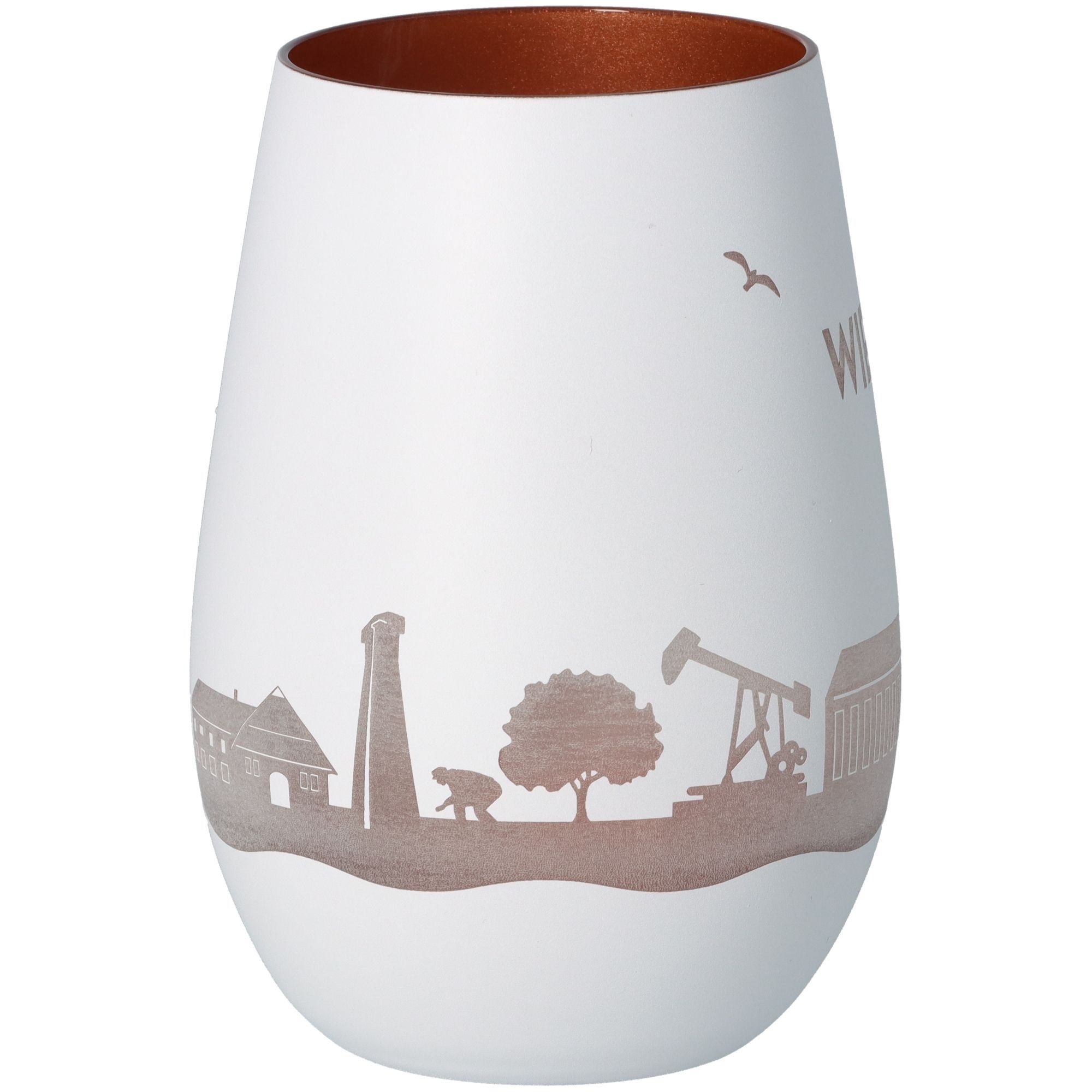 Windlicht Skyline Wietze Weiß/Bronze Töpferei, Krug, Vase, Kunst, Porzellan