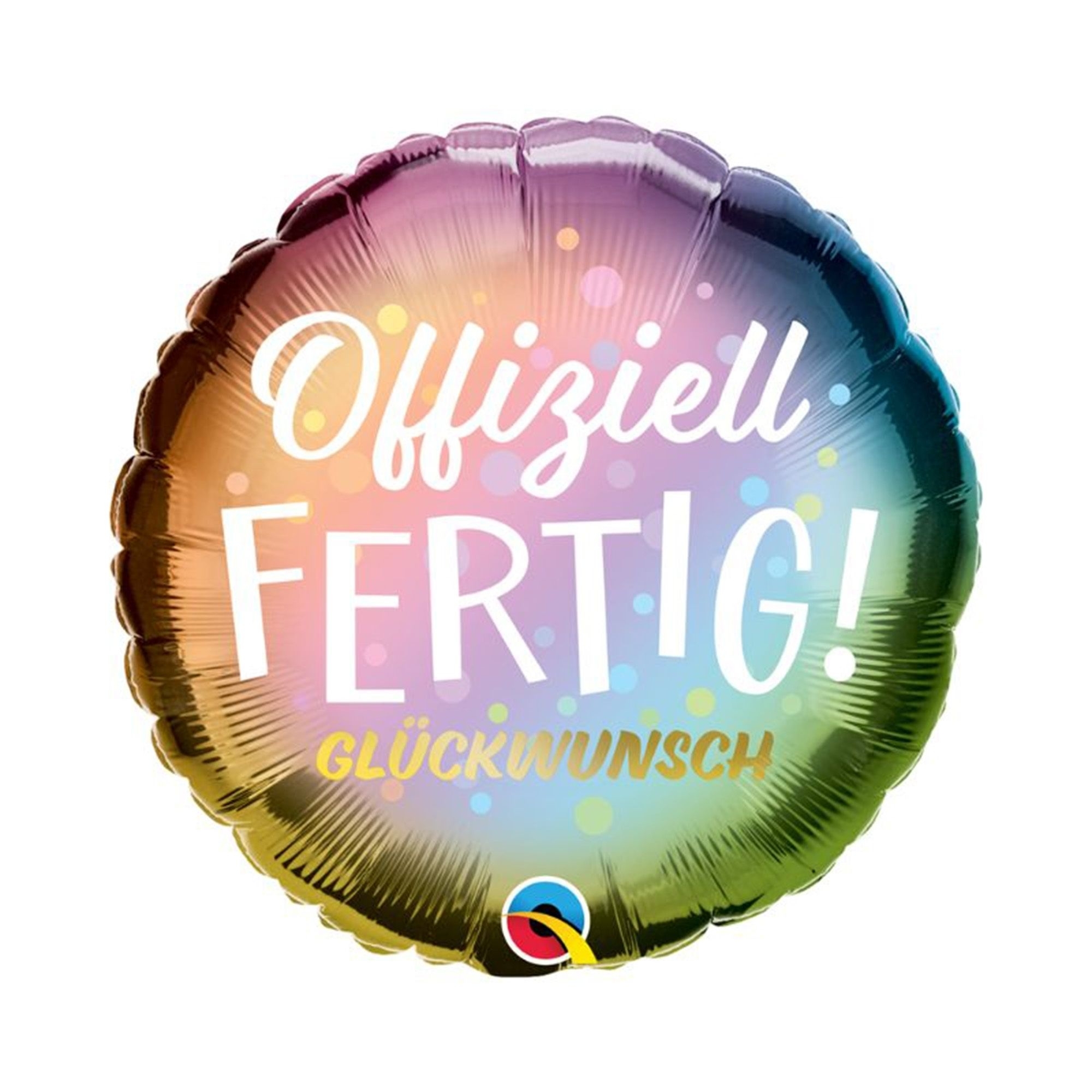 Folienballon Metallic "Offiziell Fertig" 45cm Ballon, Abzeichen, Logo, Symbol, Fußball