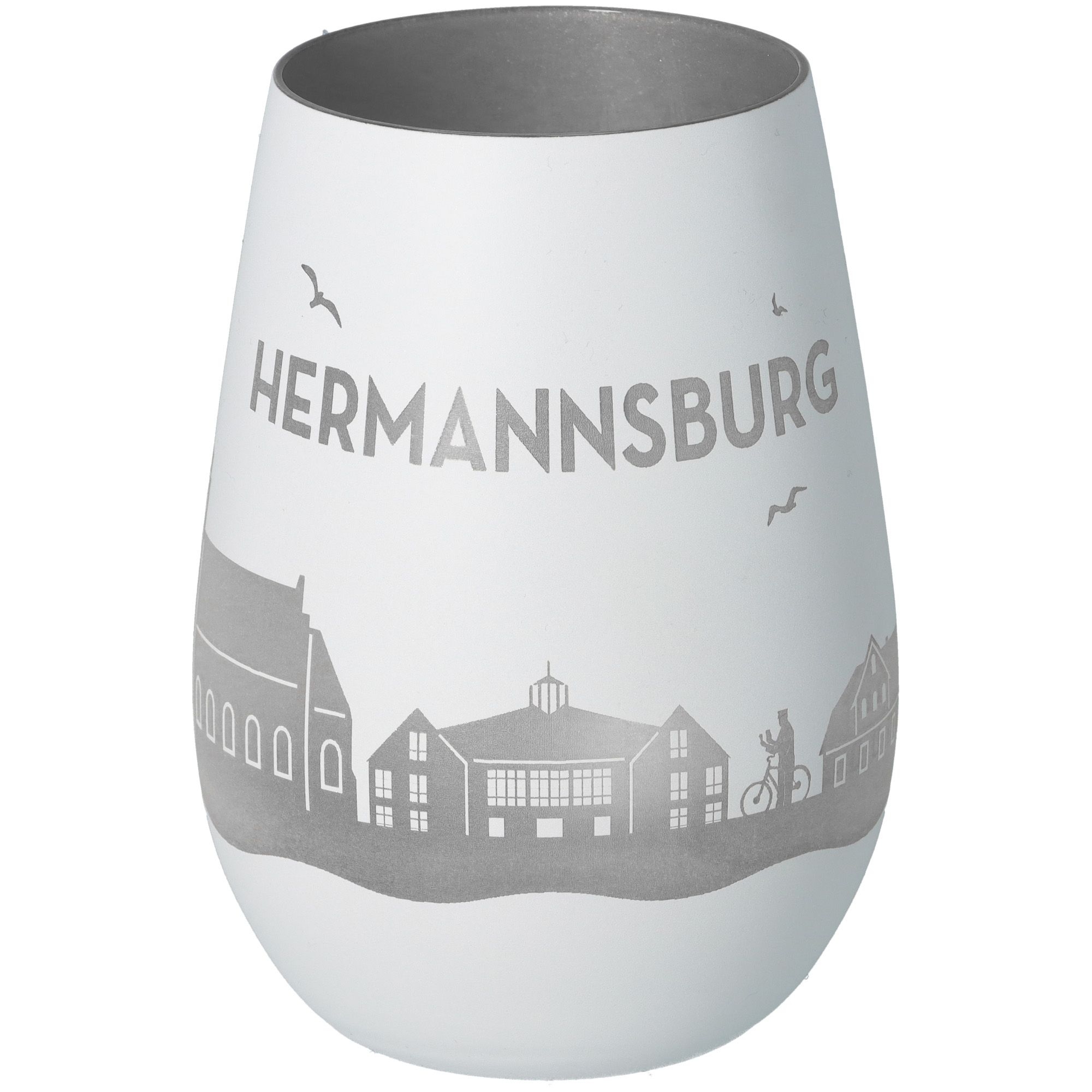 Windlicht Skyline Hermannsburg Weiß/Silber Töpferei, Krug, Glas, Vase