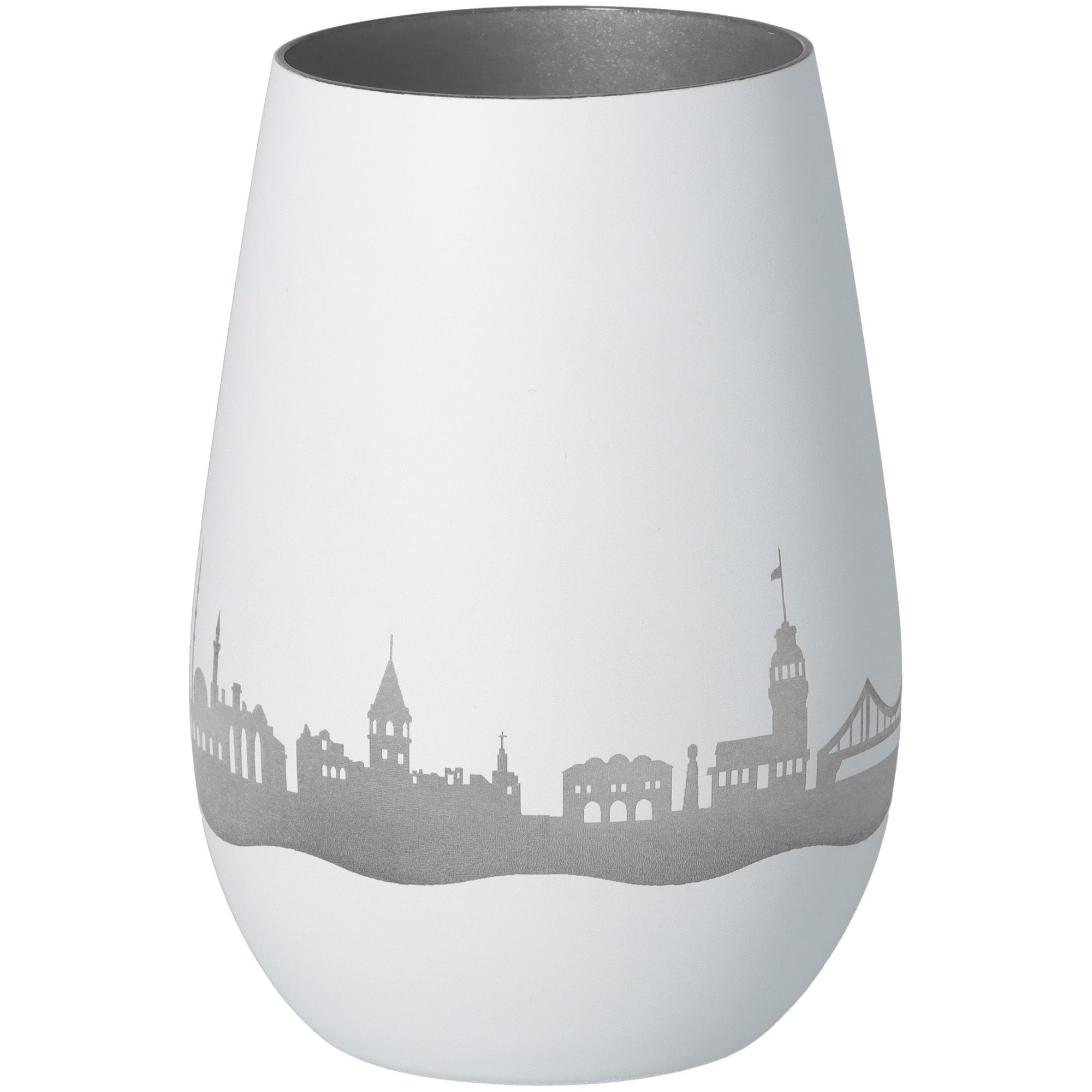 Windlicht Skyline Istanbul Weiß/Silber Töpferei, Krug, Vase, Porzellan, Lampe