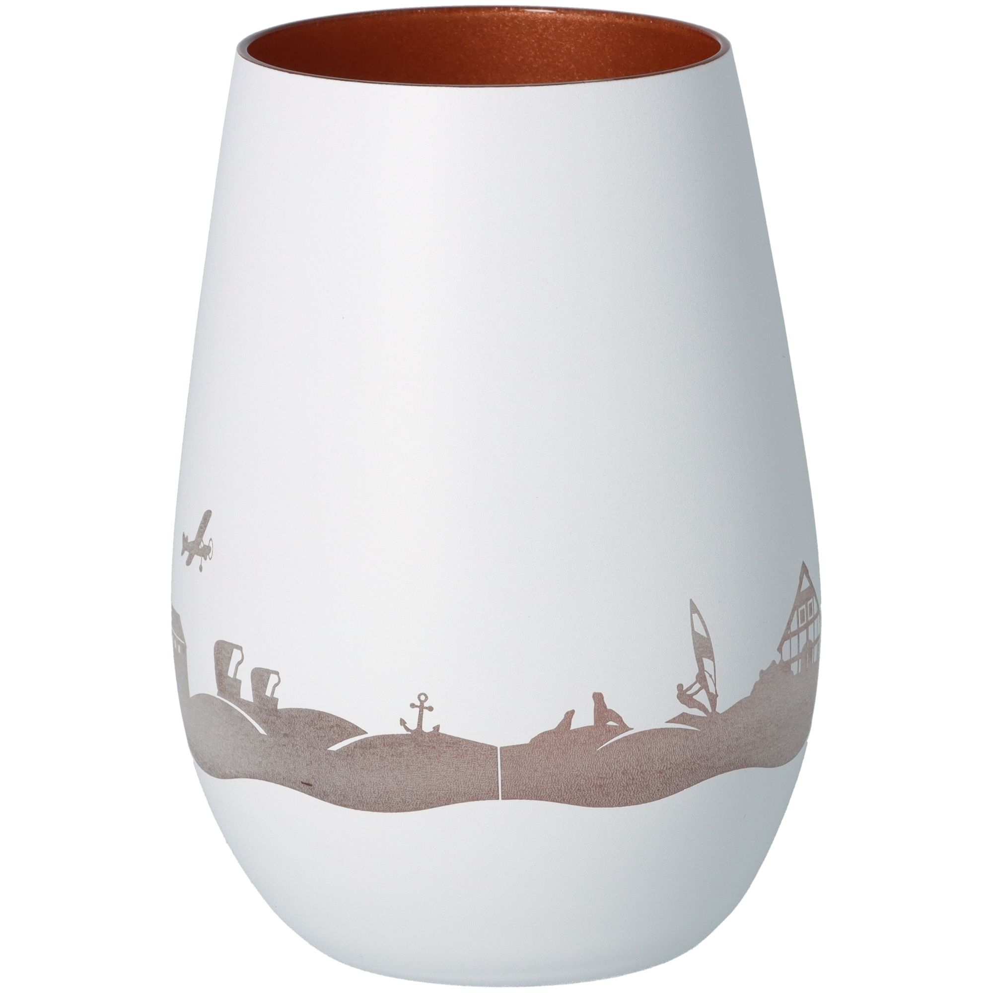 Windlicht Skyline Baltrum Weiß/Bronze Töpferei, Krug, Vase, Kunst, Porzellan