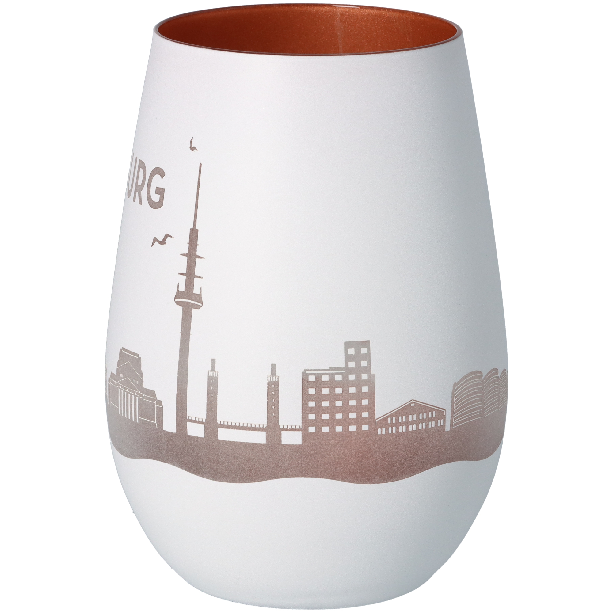 Windlicht Skyline Duisburg Weiß/Bronze Windlicht Skyline Duisburg Weiß/Bronze