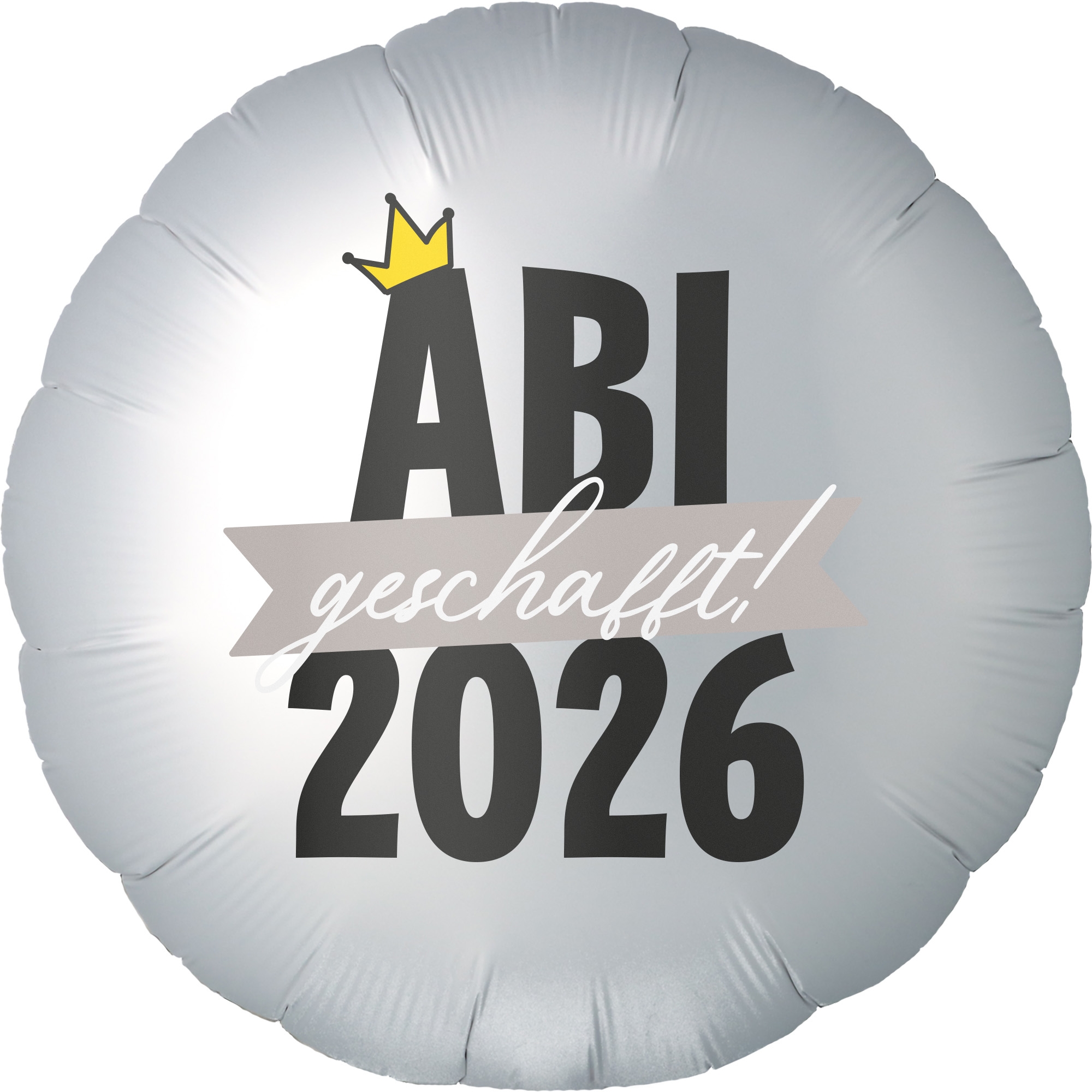 Folienballon Rund "ABI 2026 geschafft" 45cm Text, Symbol