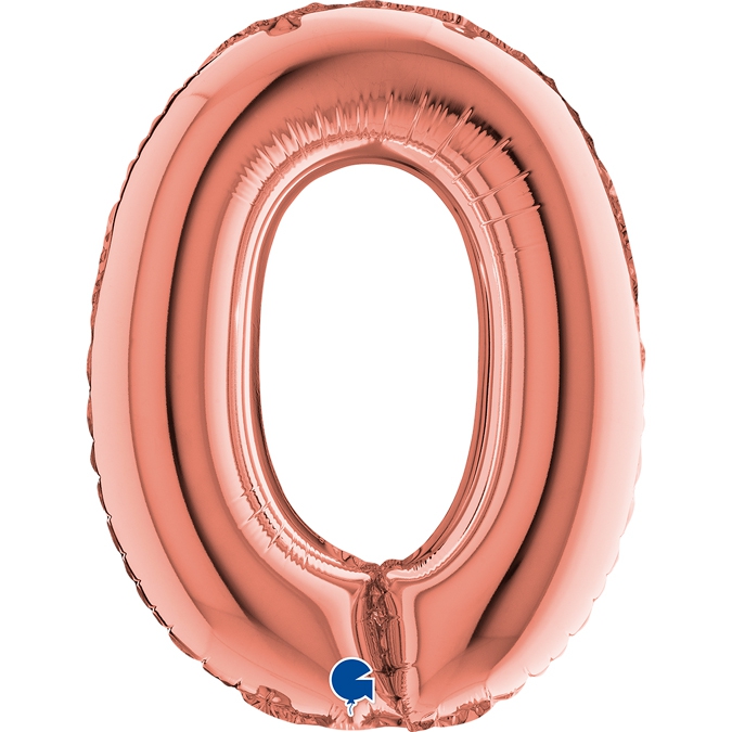 Folienballon Zahl "0" Roségold, zur Luftbefüllung, 35 cm Folienballon Zahl "0" Roségold, zur Luftbefüllung, 35 cm
