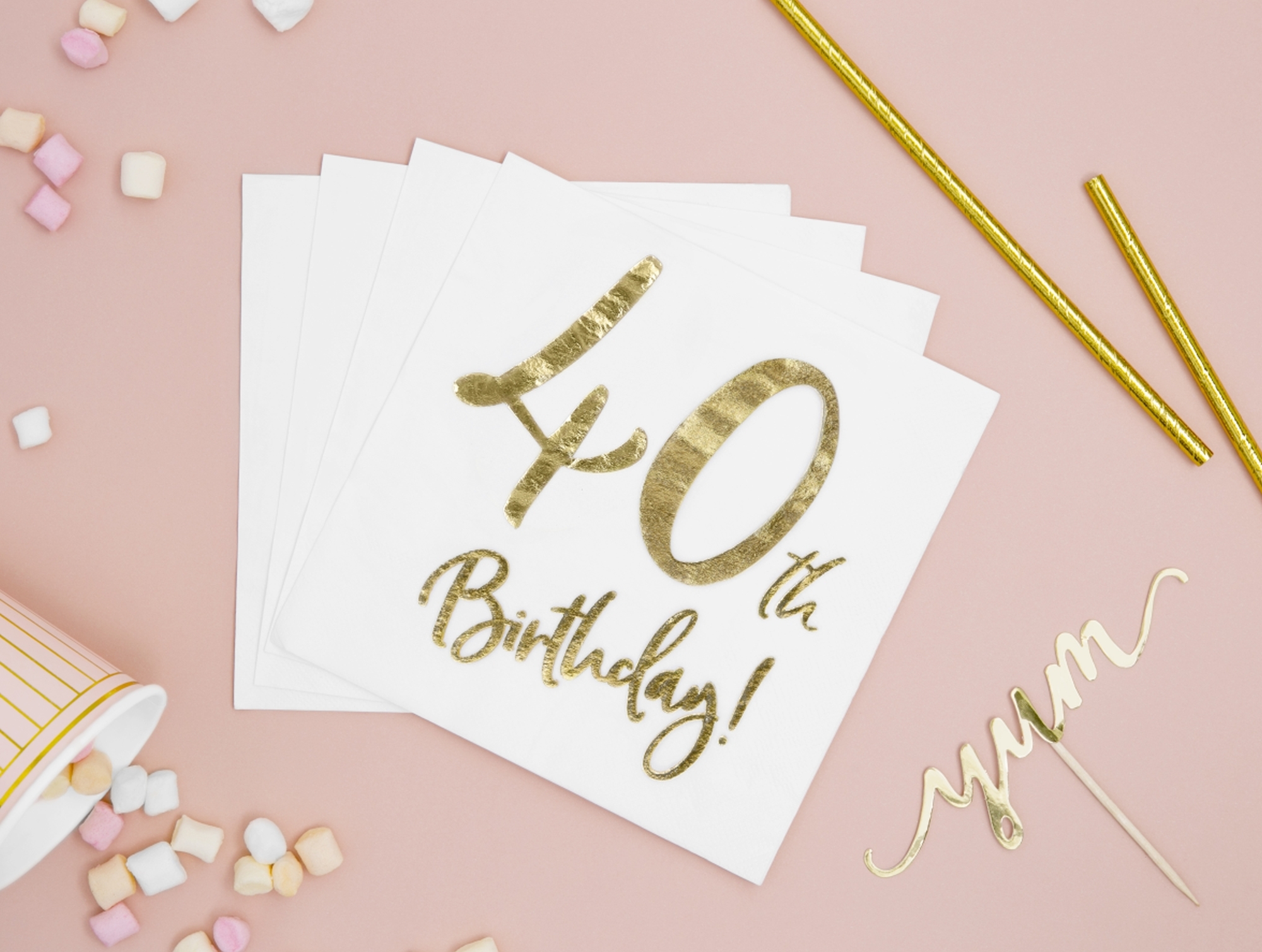 20 Servietten - 40th Birthday - Weiß / Gold 20 Servietten - 40th Birthday - Weiß / Gold