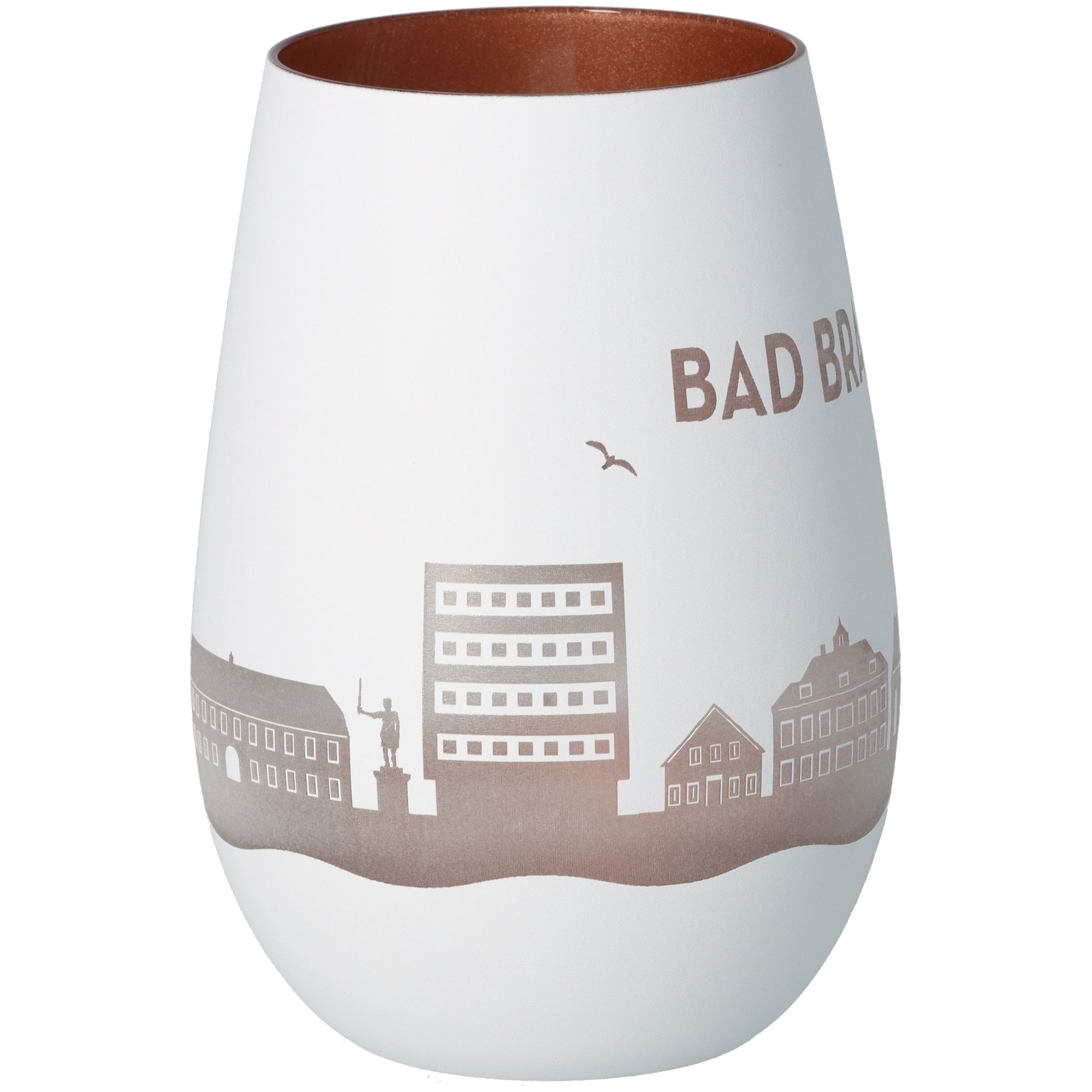 Windlicht Skyline Bad Bramstedt Weiß/Bronze Töpferei, Krug, Vase, Porzellan, Tasse