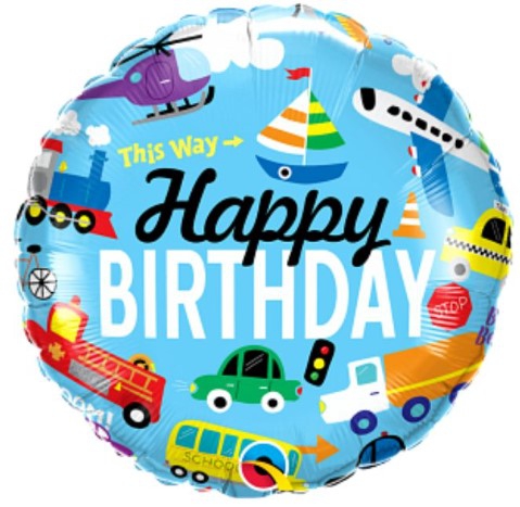 Folienballon Happy Birthday "Fahrzeuge" 46cm