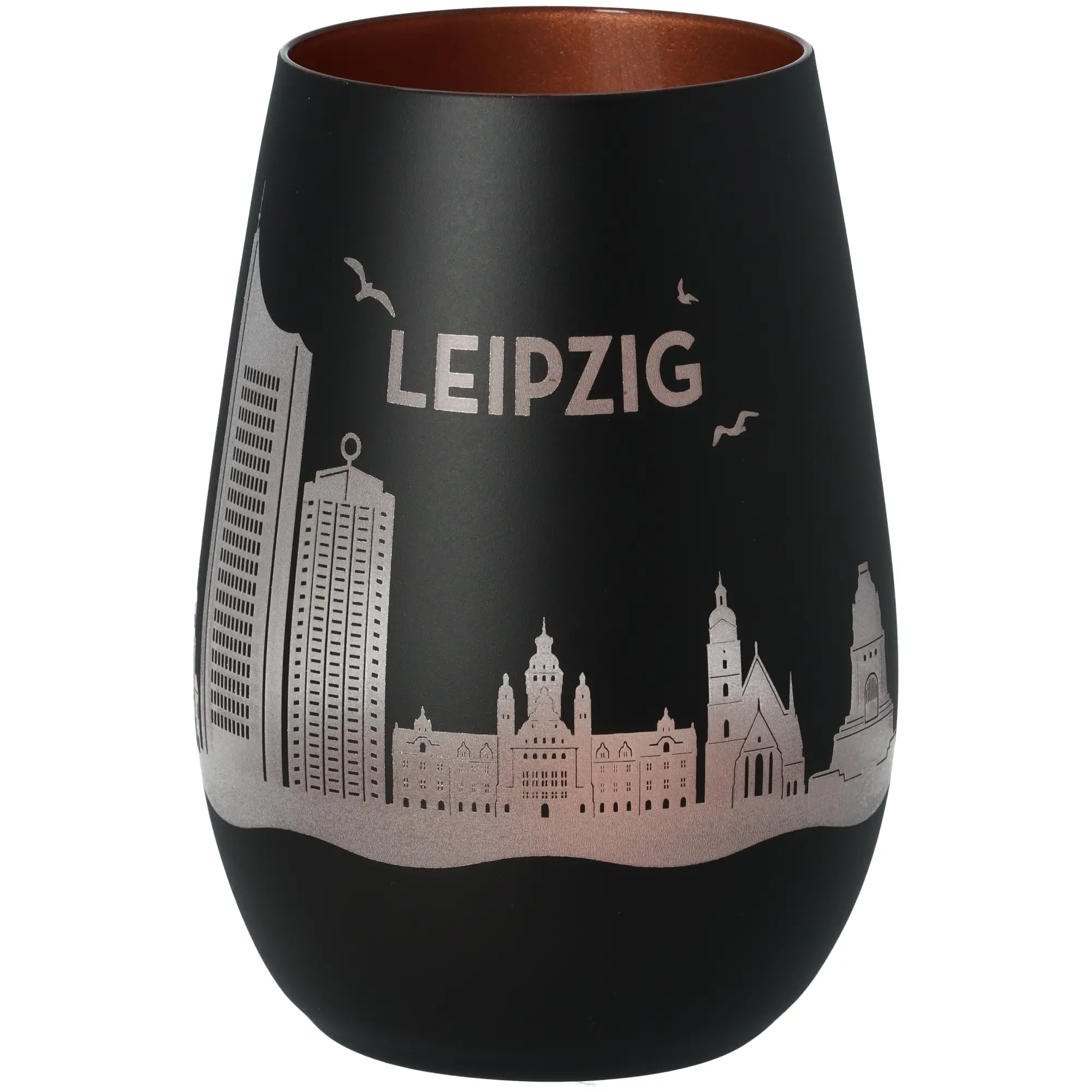 Windlicht Skyline Leipzig Schwarz/Bronze