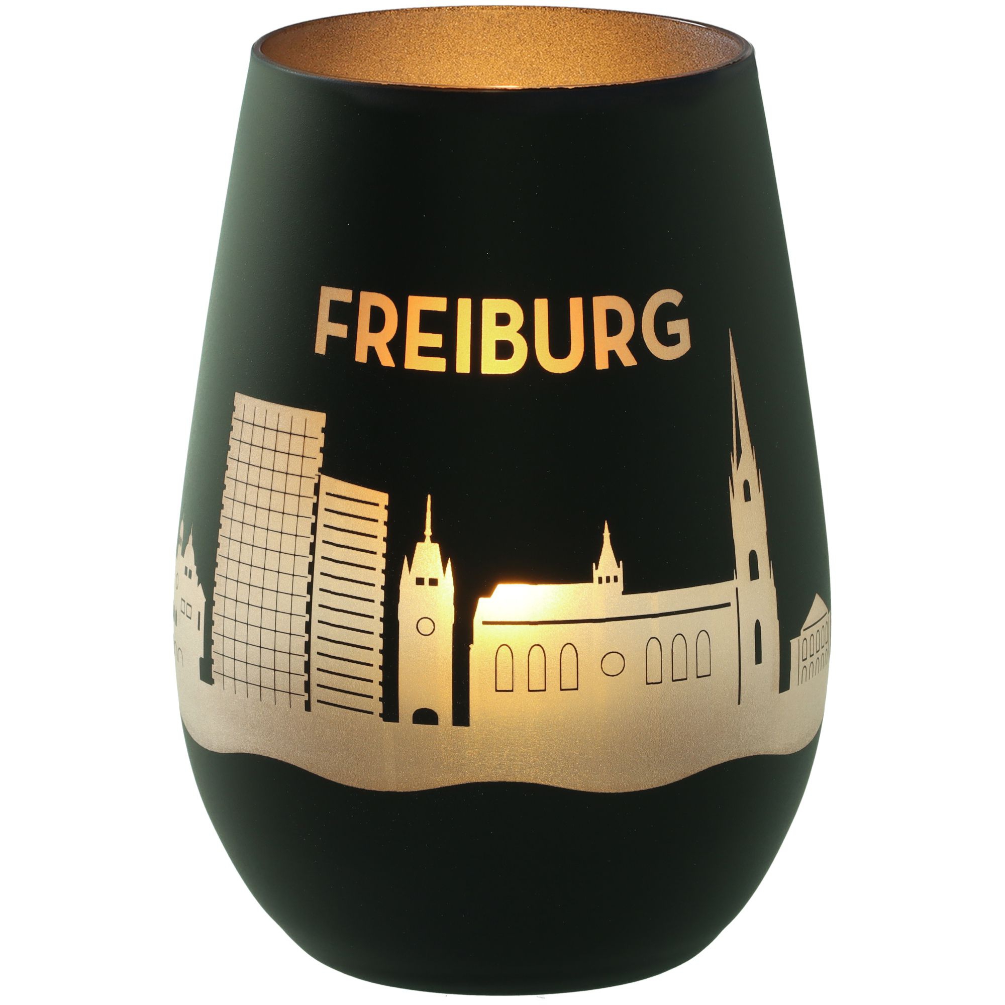 Windlicht Skyline Freiburg Schwarz/Silber Windlicht Skyline Freiburg Schwarz/Silber