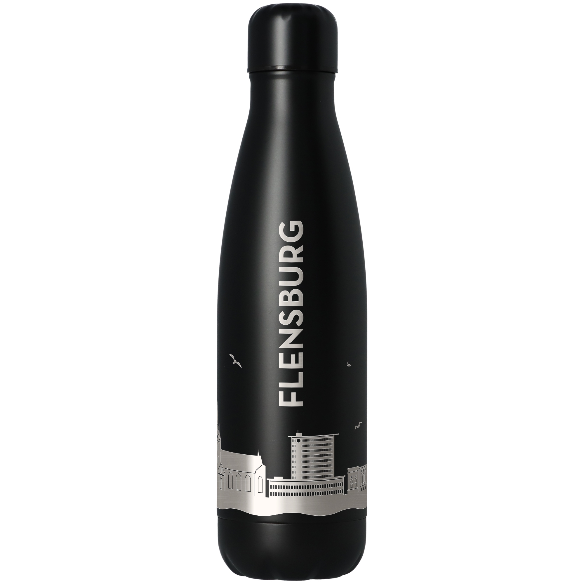 bdebaa34288e9b4e04a92afc8f39184570e230dd Trinkflasche Skyline Flensburg Schwarz 500ml