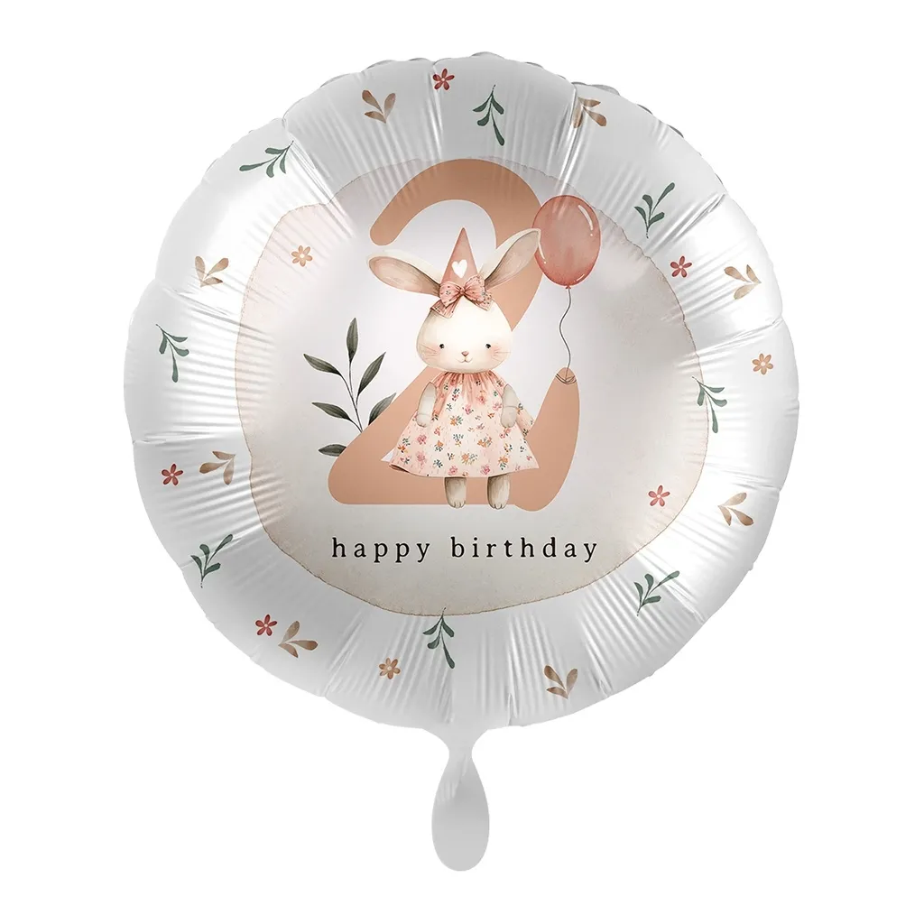 Folienballon "Zahl 2 Hase" 45cm