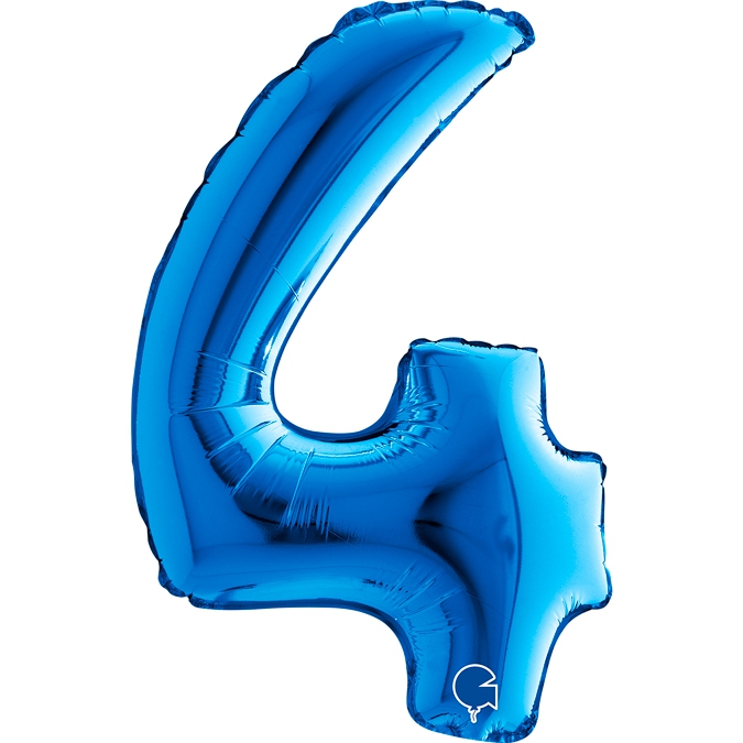 Folienballon Zahl "4" Blau, zur Luftbefüllung, 35 cm Folienballon Zahl "4" Blau, zur Luftbefüllung, 35 cm