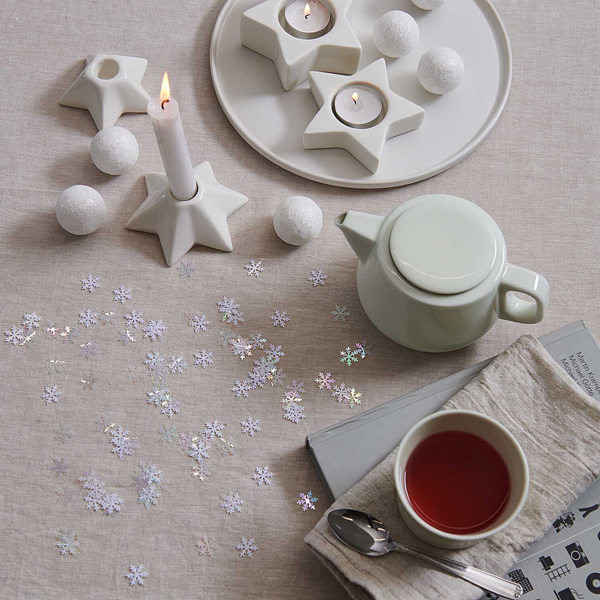 49a30df313fa47b23c2fc9e00961cea99a46ad2f Konfetti - Flitterstreu Schneeflocke Weiß/Irisierend