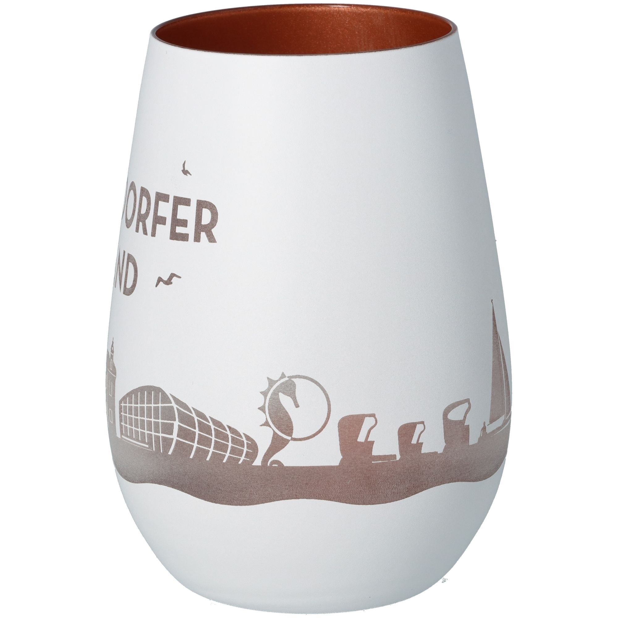 Windlicht Skyline Timmendorfer Strand Weiß/Bronze Windlicht Skyline Timmendorfer Strand Weiß/Bronze