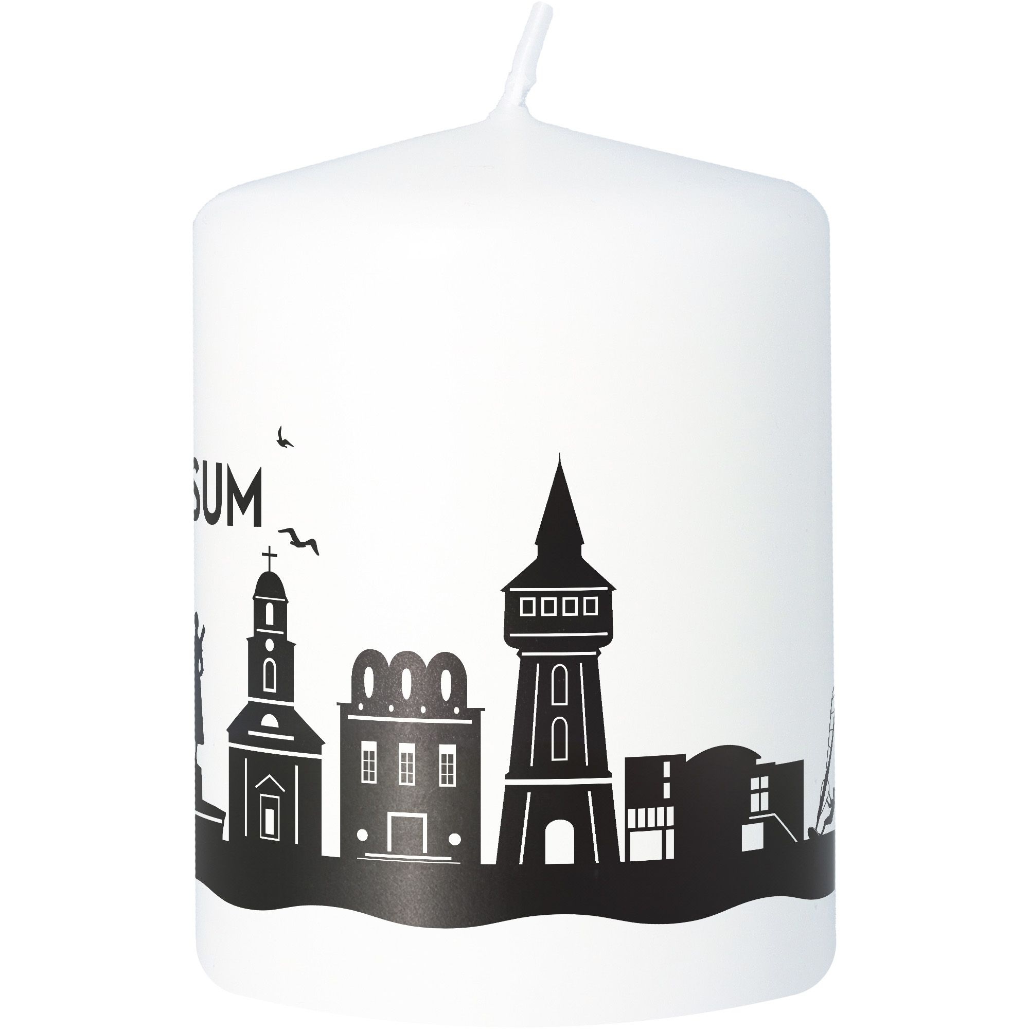 Stumpenkerze Skyline Husum Weiß Stumpenkerze Skyline Husum Weiß