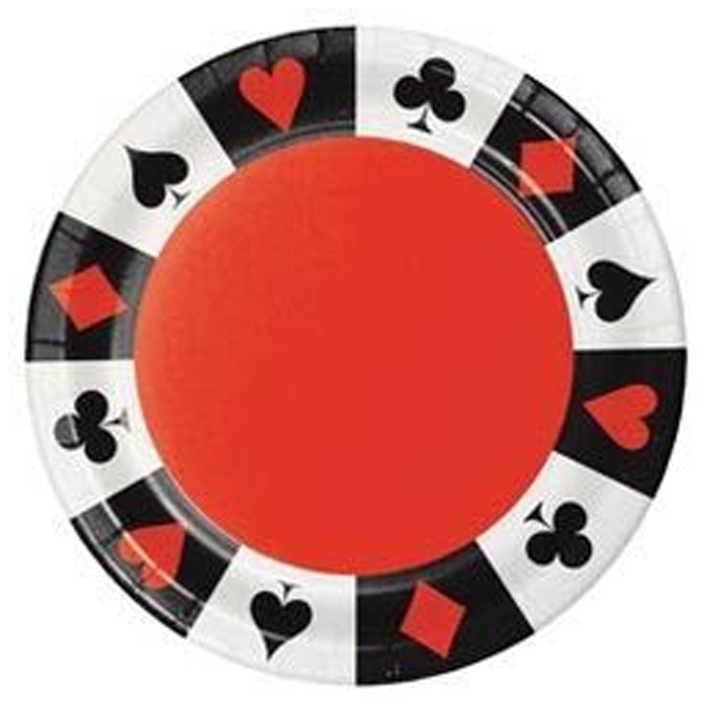 poker chip, Casino-Chip, runder Chip, rotes Zentrum, Kartenfarben