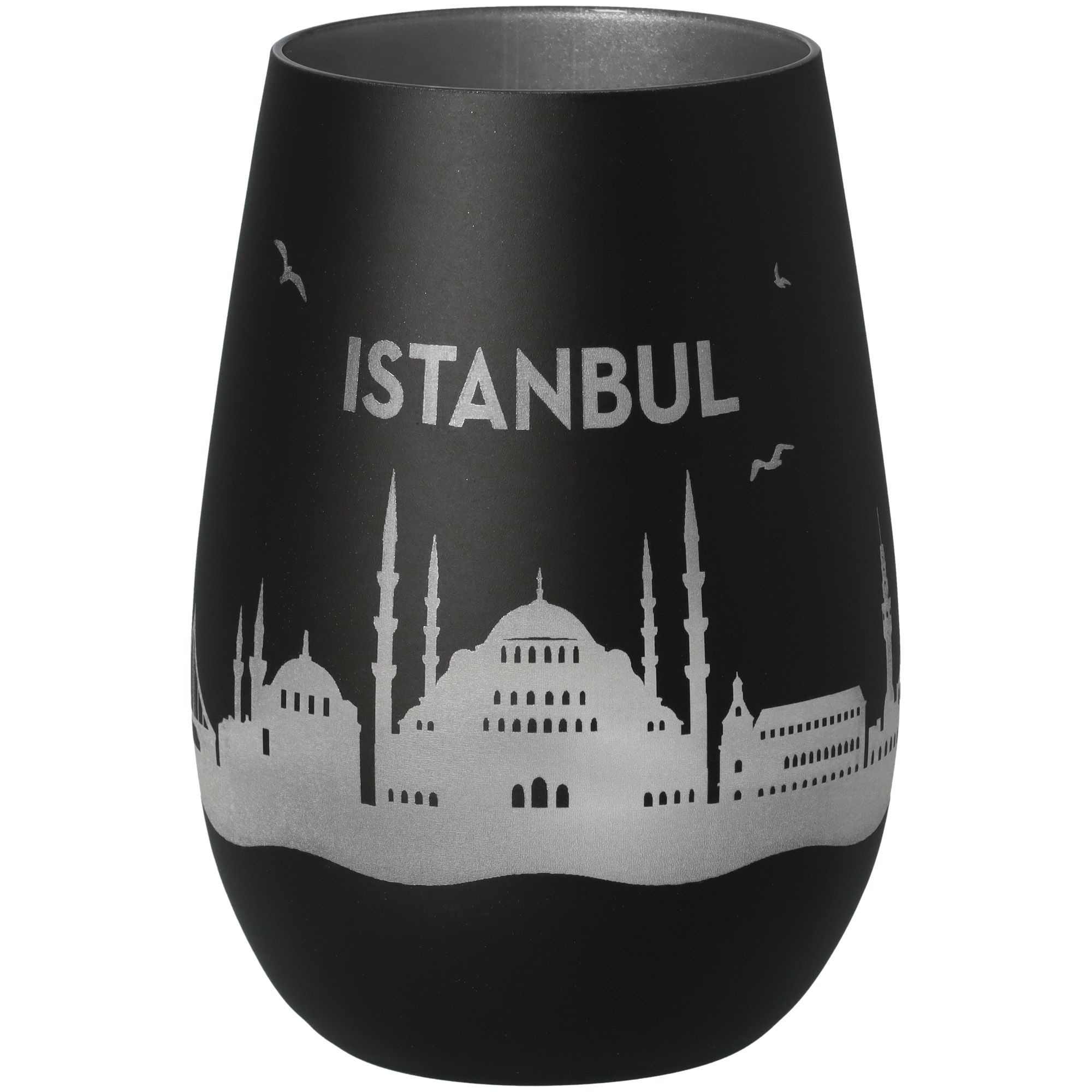 Windlicht Skyline Istanbul Schwarz/Silber Töpferei, Krug, Glas