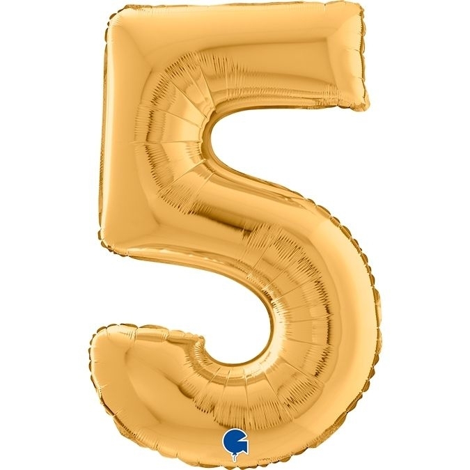 Folienballon Zahl 5 Gold 66cm Zahl, Symbol, Text