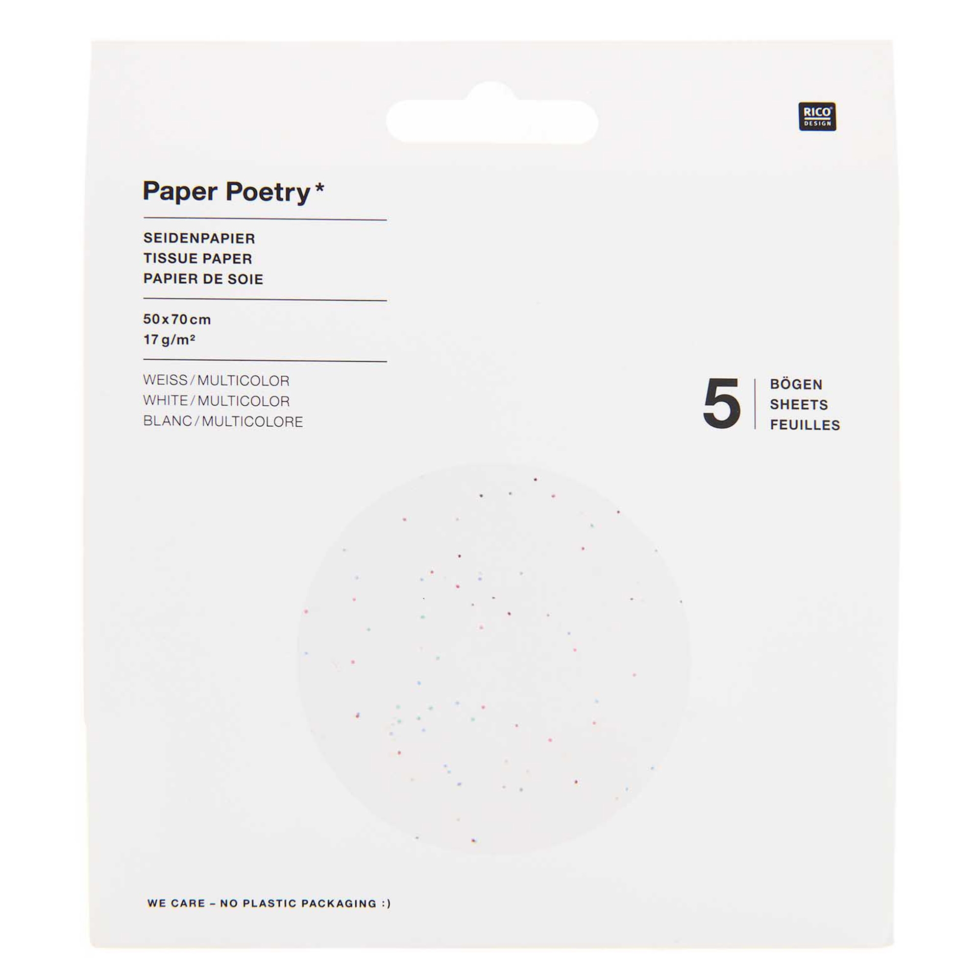 Seidenpapier Weiß Multicolor, 5 Bögen Seite, Text, Weiße Tafel