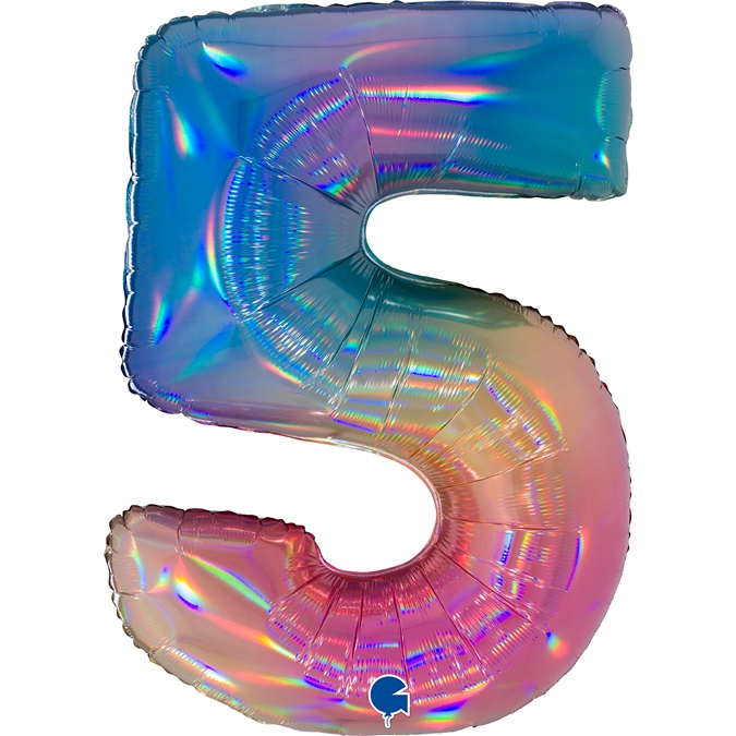 Folienballon Zahl 5 Regenbogen 100cm Folienballon Zahl 5 Regenbogen 100cm