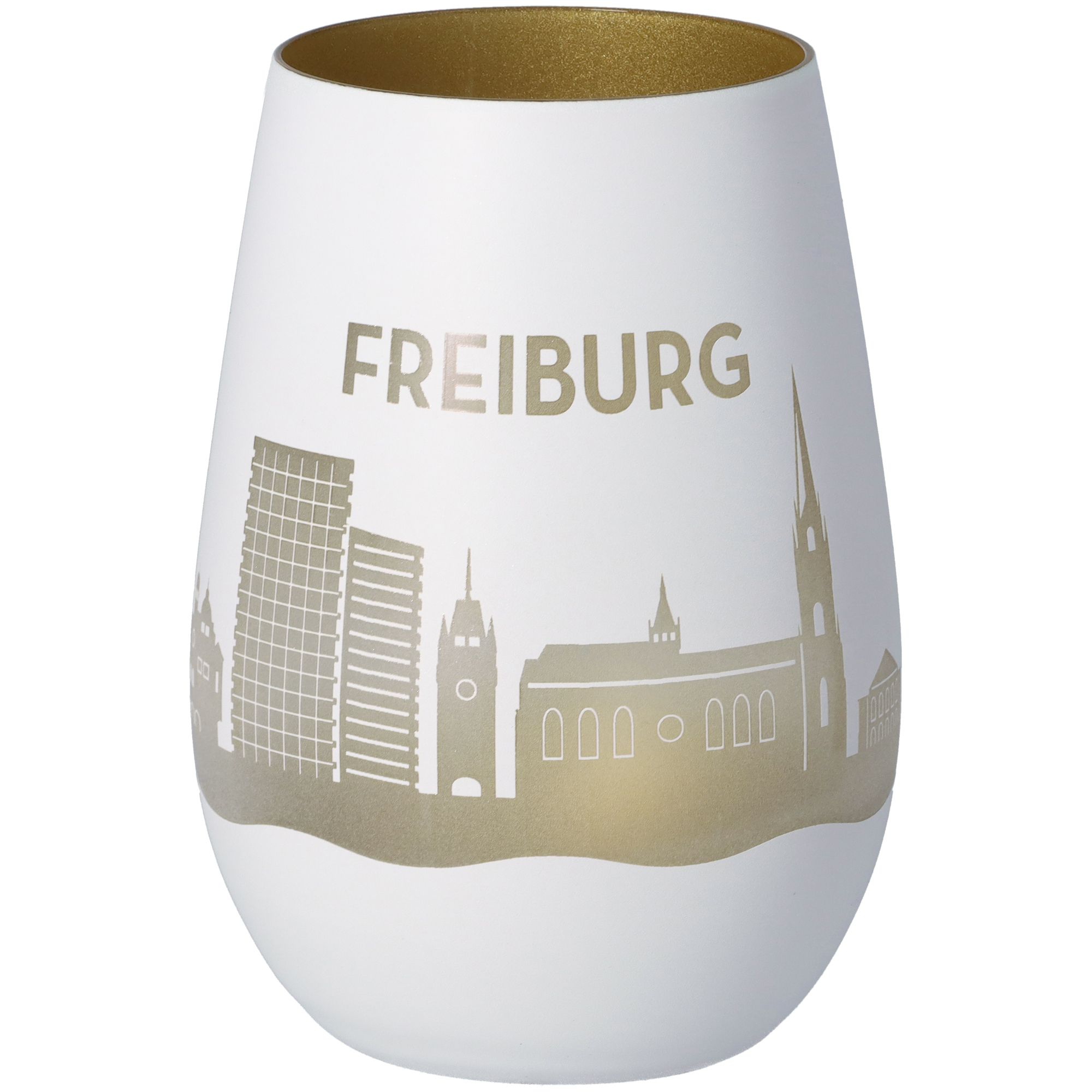 Windlicht Skyline Freiburg Weiß/Gold Windlicht Skyline Freiburg Weiß/Gold
